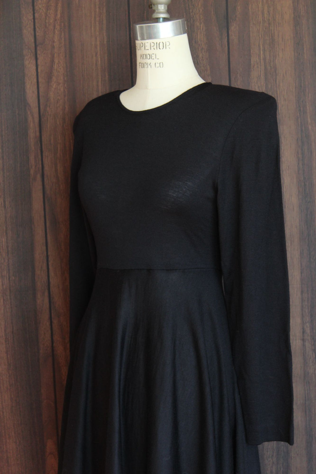 Vintage 1980s Axiom Black Wool Blend Dress with Buttons in Back