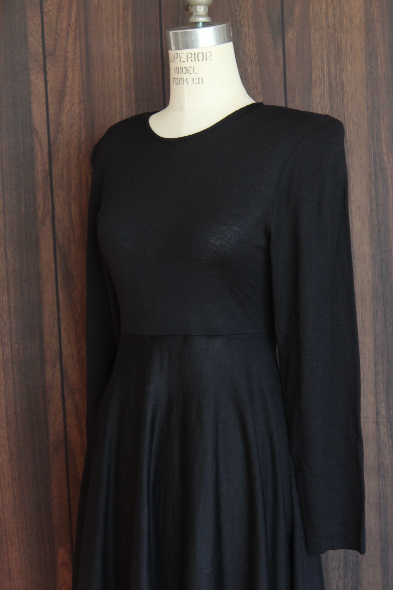 Vintage 1980s Axiom Black Wool Blend Dress with Buttons in Back