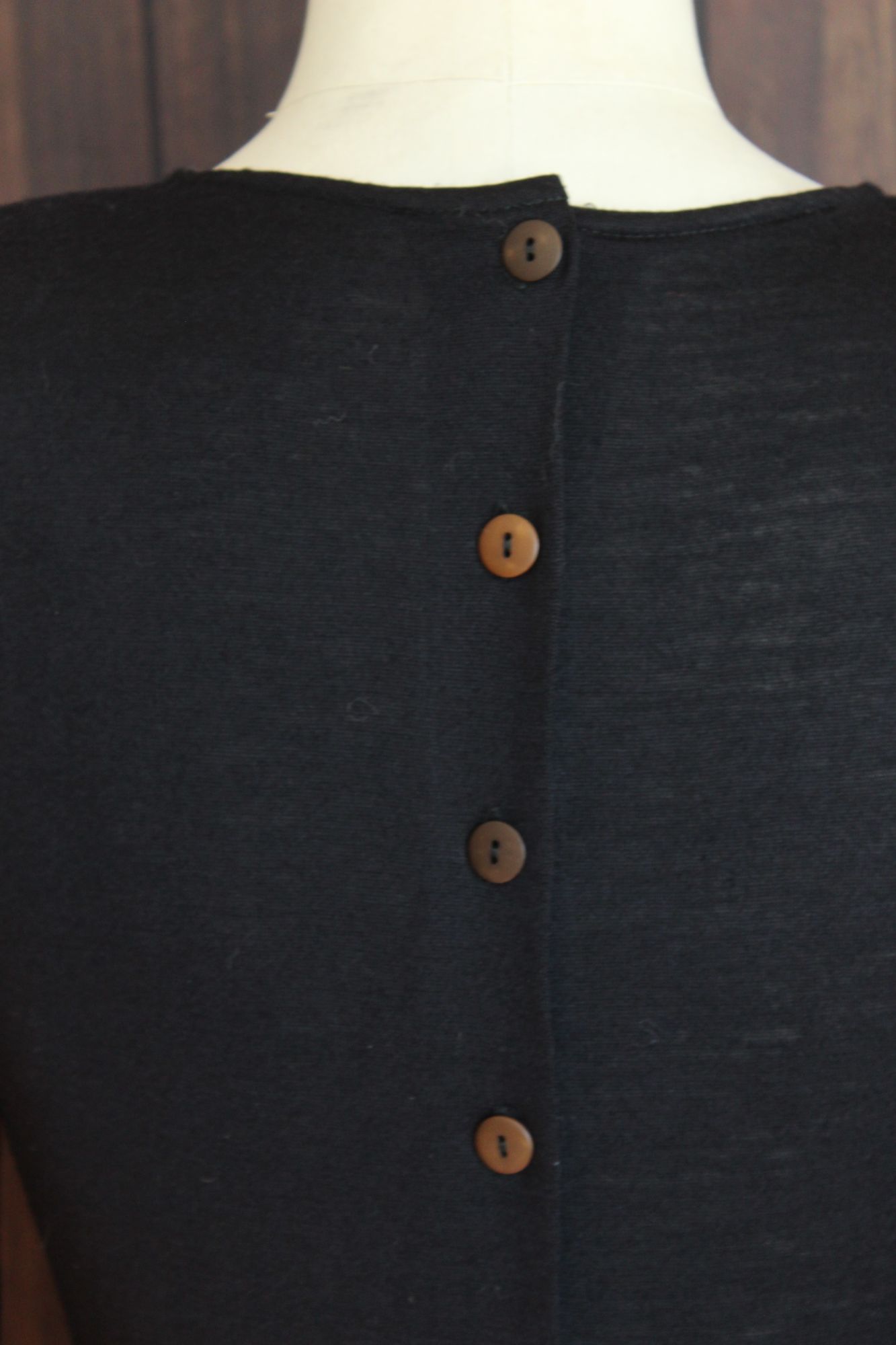 Vintage 1980s Axiom Black Wool Blend Dress with Buttons in Back