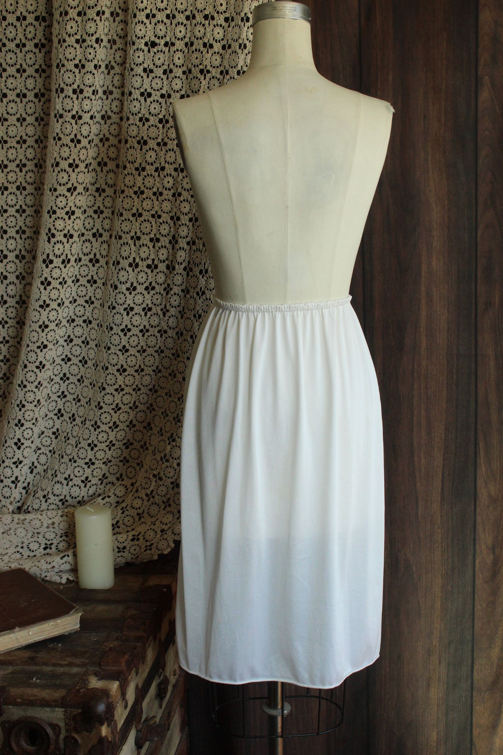 Vintage 1980s Pierre Cardin White Nylon Half Slip, Size Small
