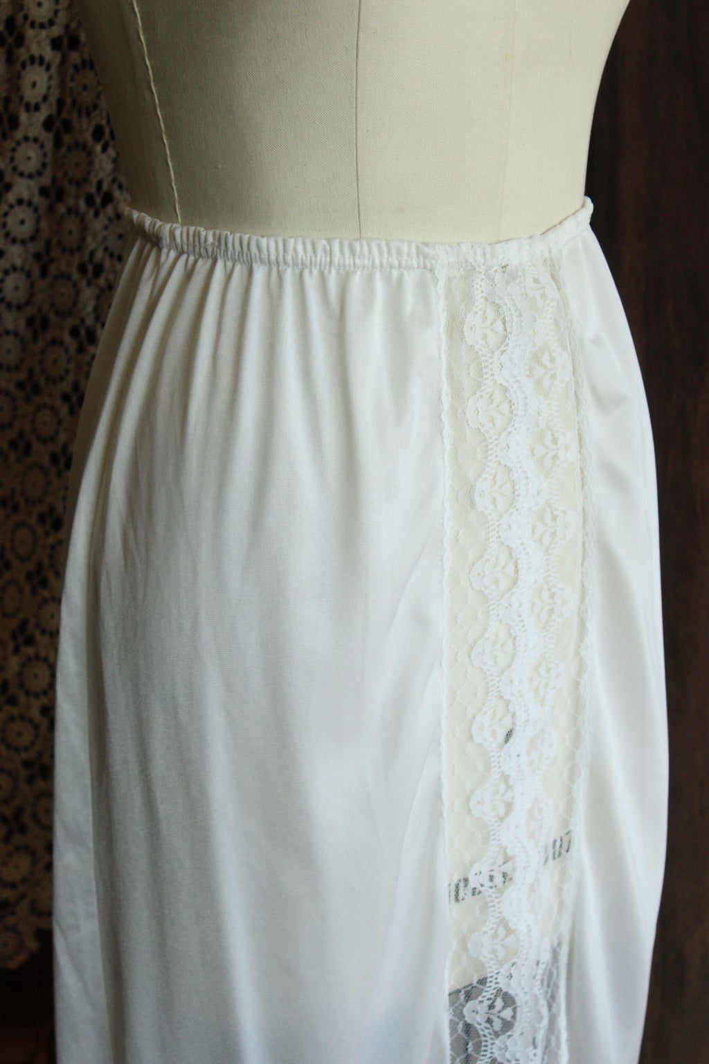 Vintage 1980s Pierre Cardin White Nylon Half Slip, Size Small