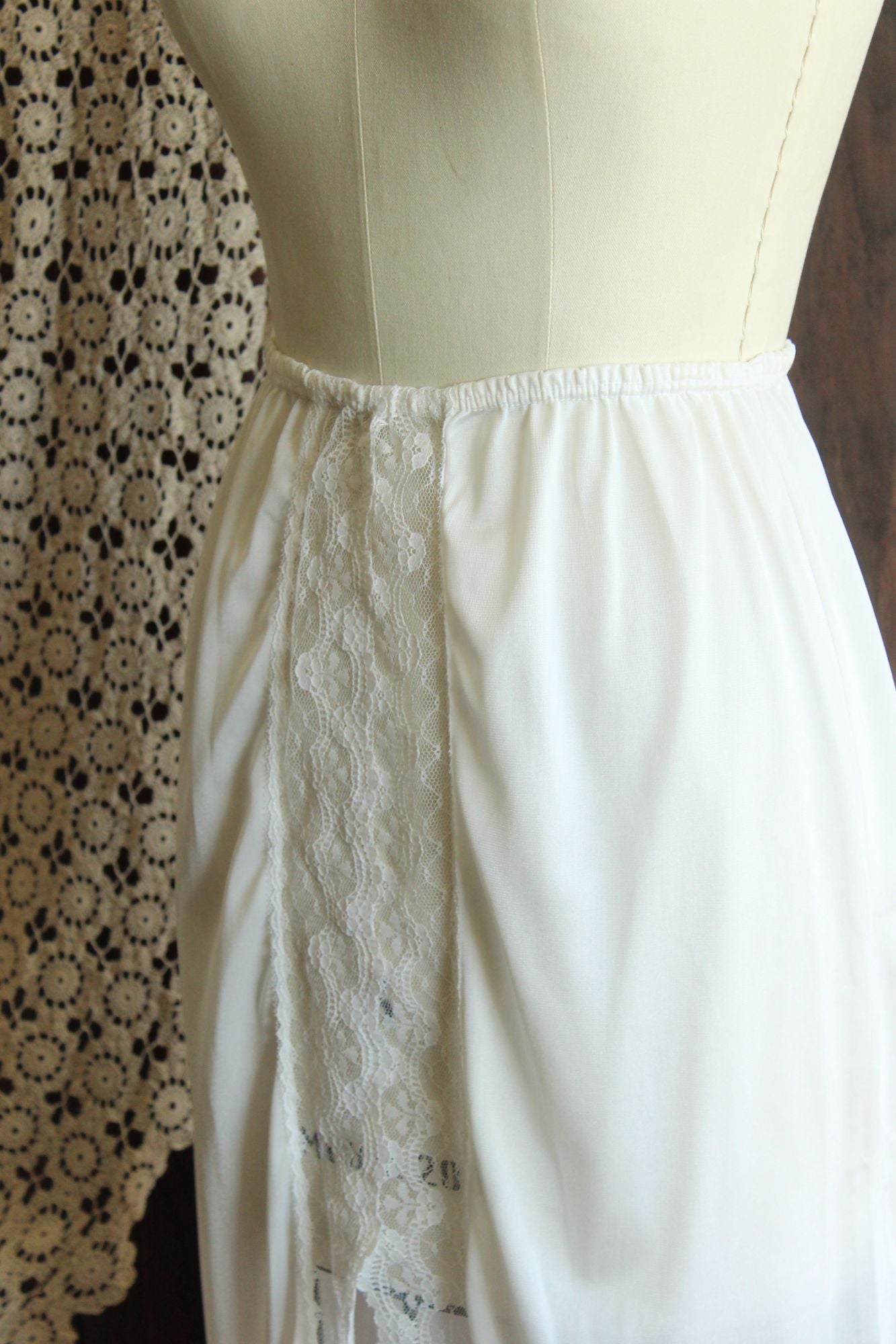Vintage 1980s Pierre Cardin White Nylon Half Slip, Size Small