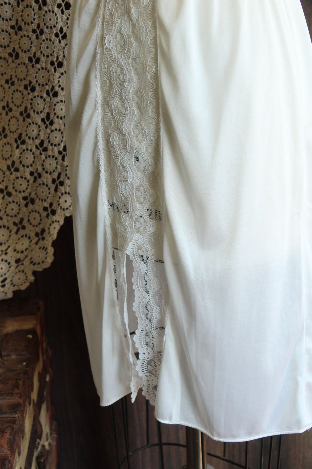 Vintage 1980s Pierre Cardin White Nylon Half Slip, Size Small