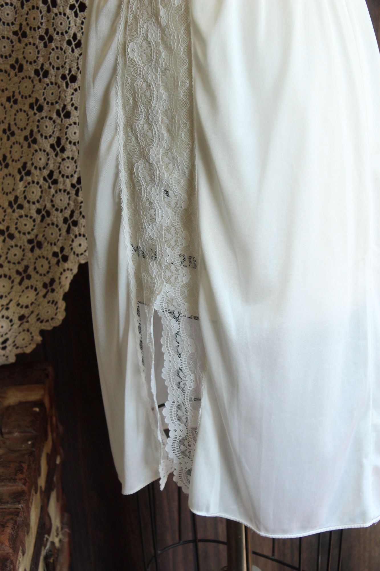 Vintage 1980s Pierre Cardin White Nylon Half Slip, Size Small