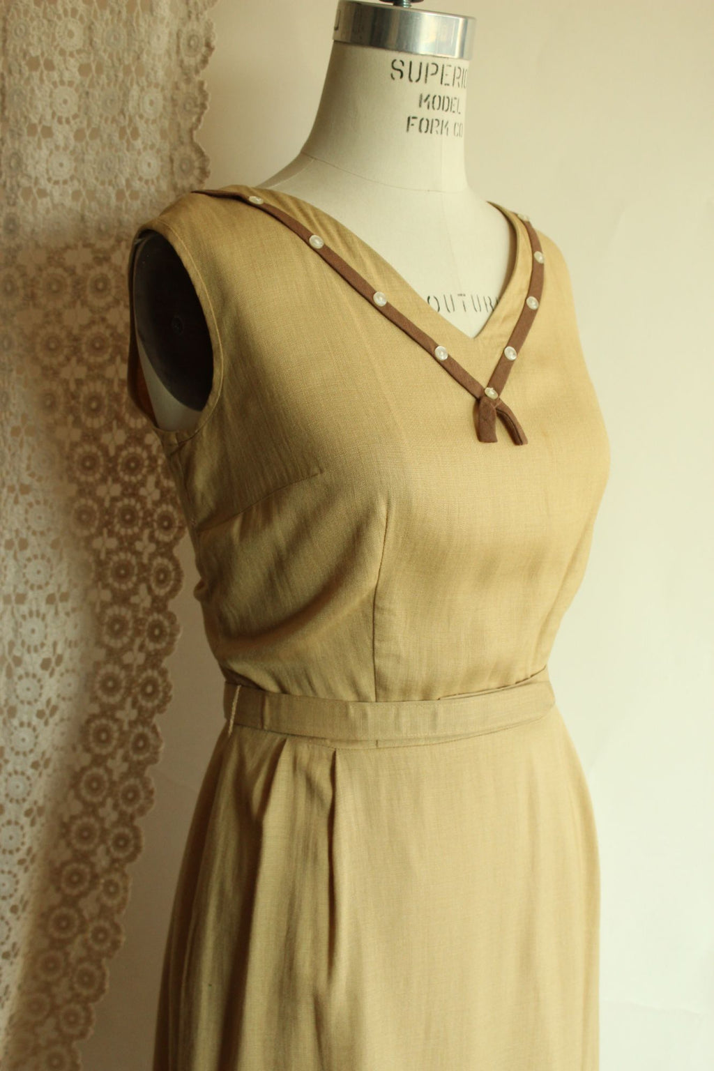 Vintage 1950s Gold Lampl Dress With Jacket and Belt