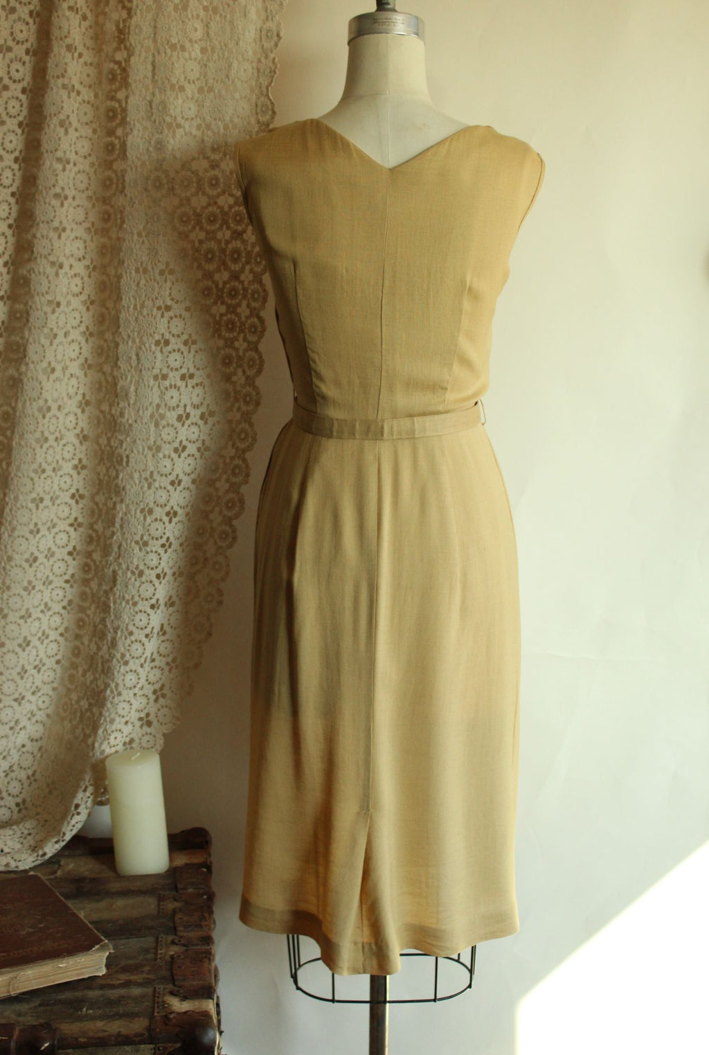 Vintage 1950s Gold Lampl Dress With Jacket and Belt