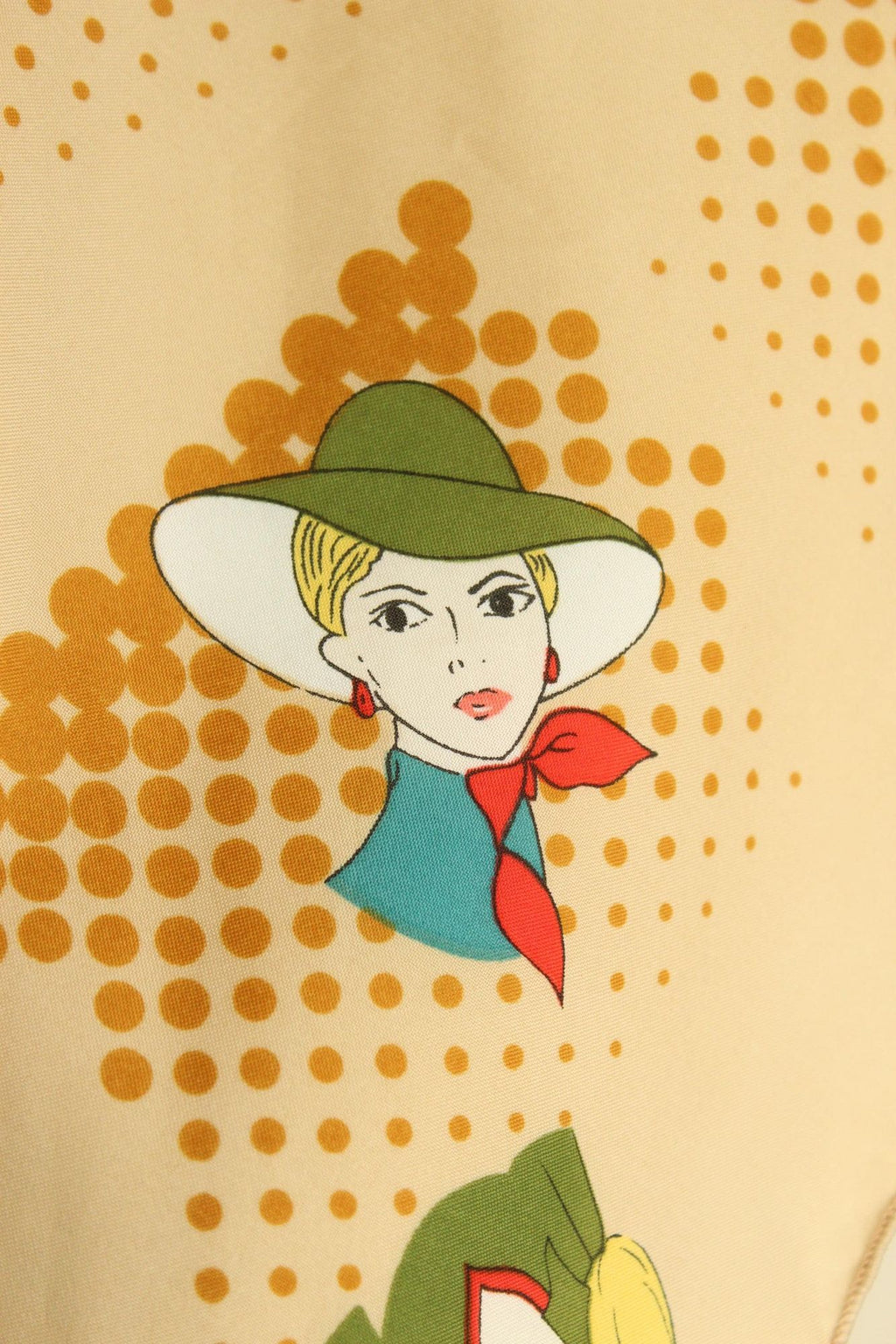 Vintage 1970s Vera Neumann Mod Portrait Print Scarf