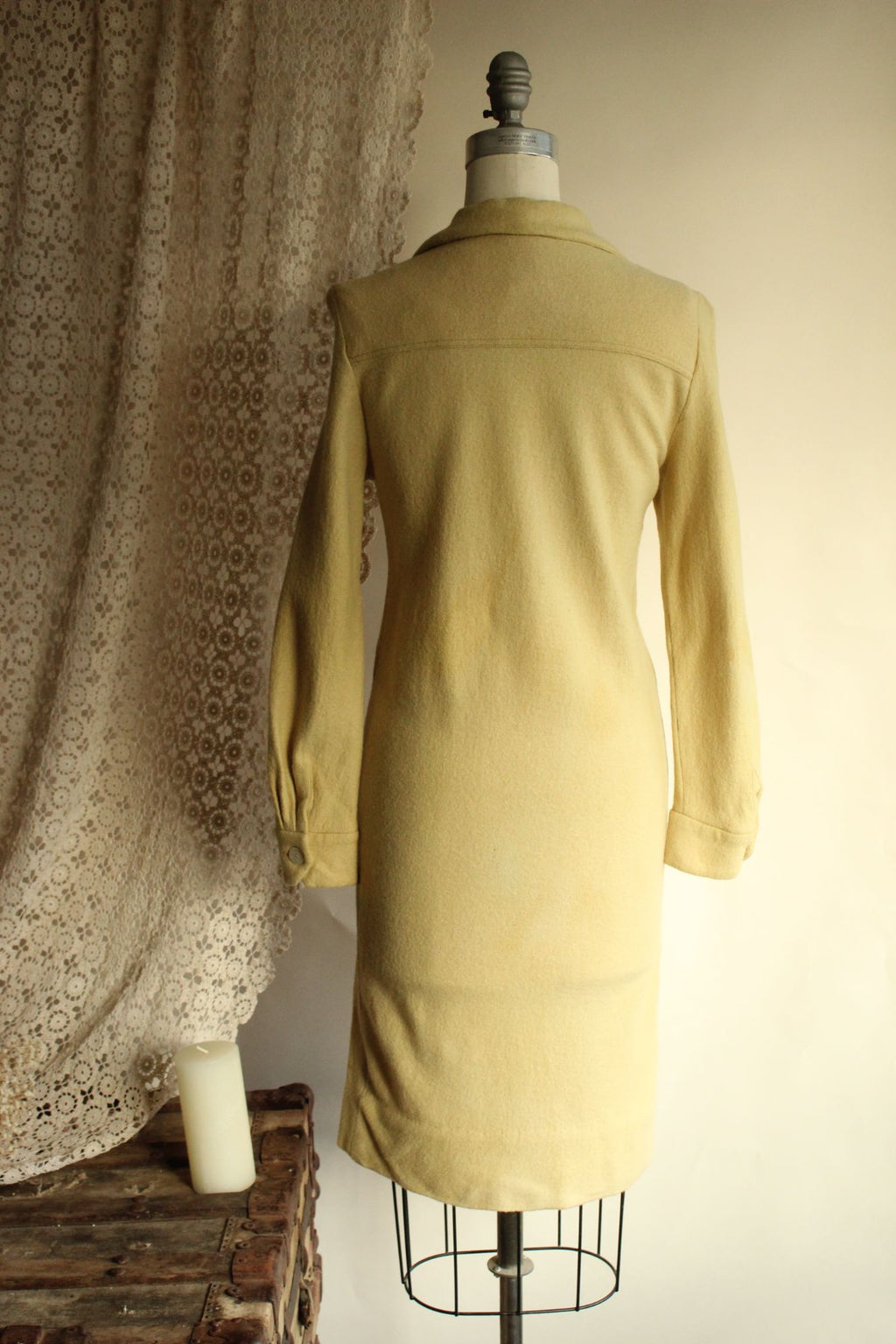 Vintage 1960s Fred Rothschild Yellow Wool Coat Dress