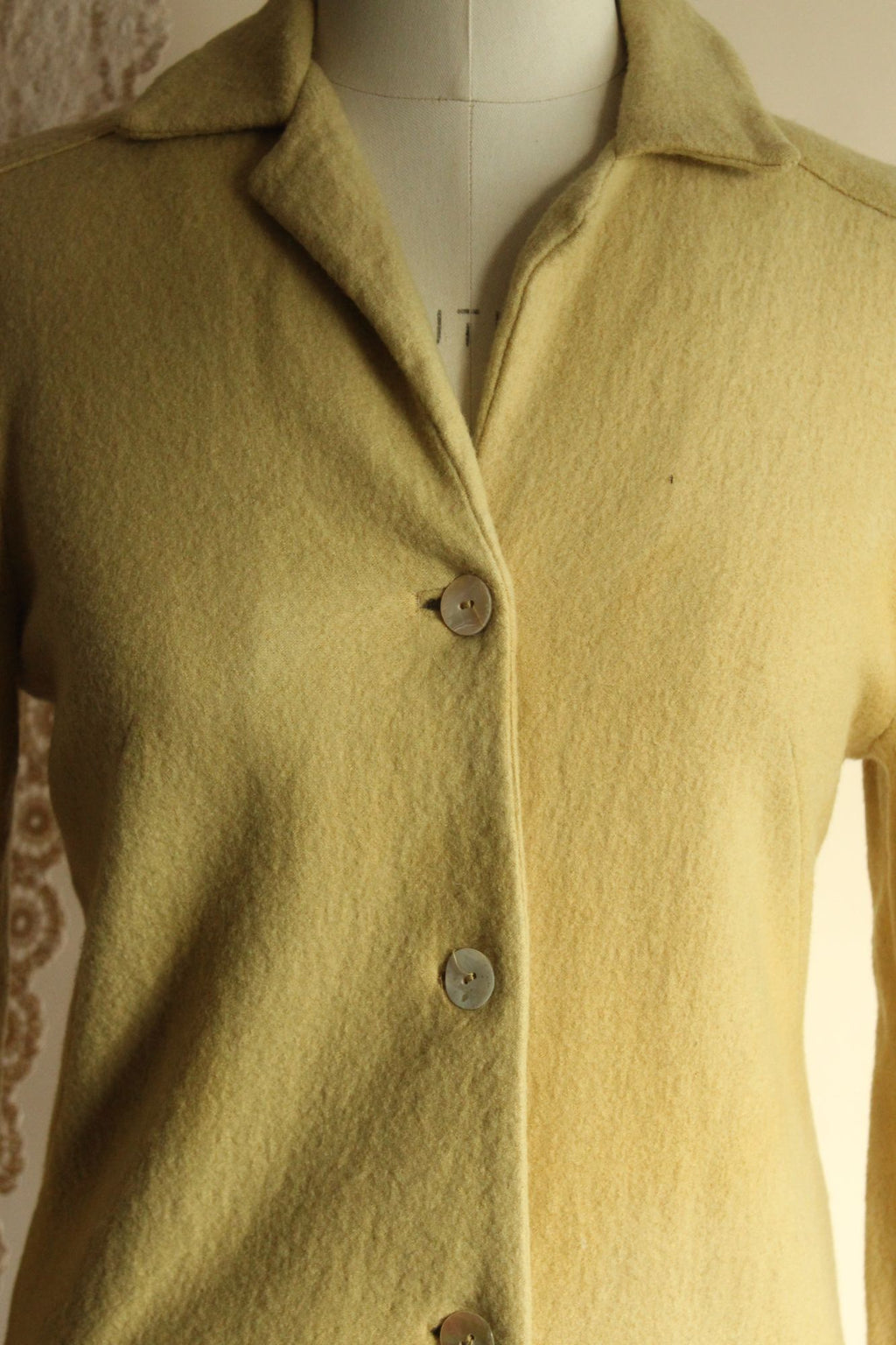 Vintage 1960s Fred Rothschild Yellow Wool Coat Dress
