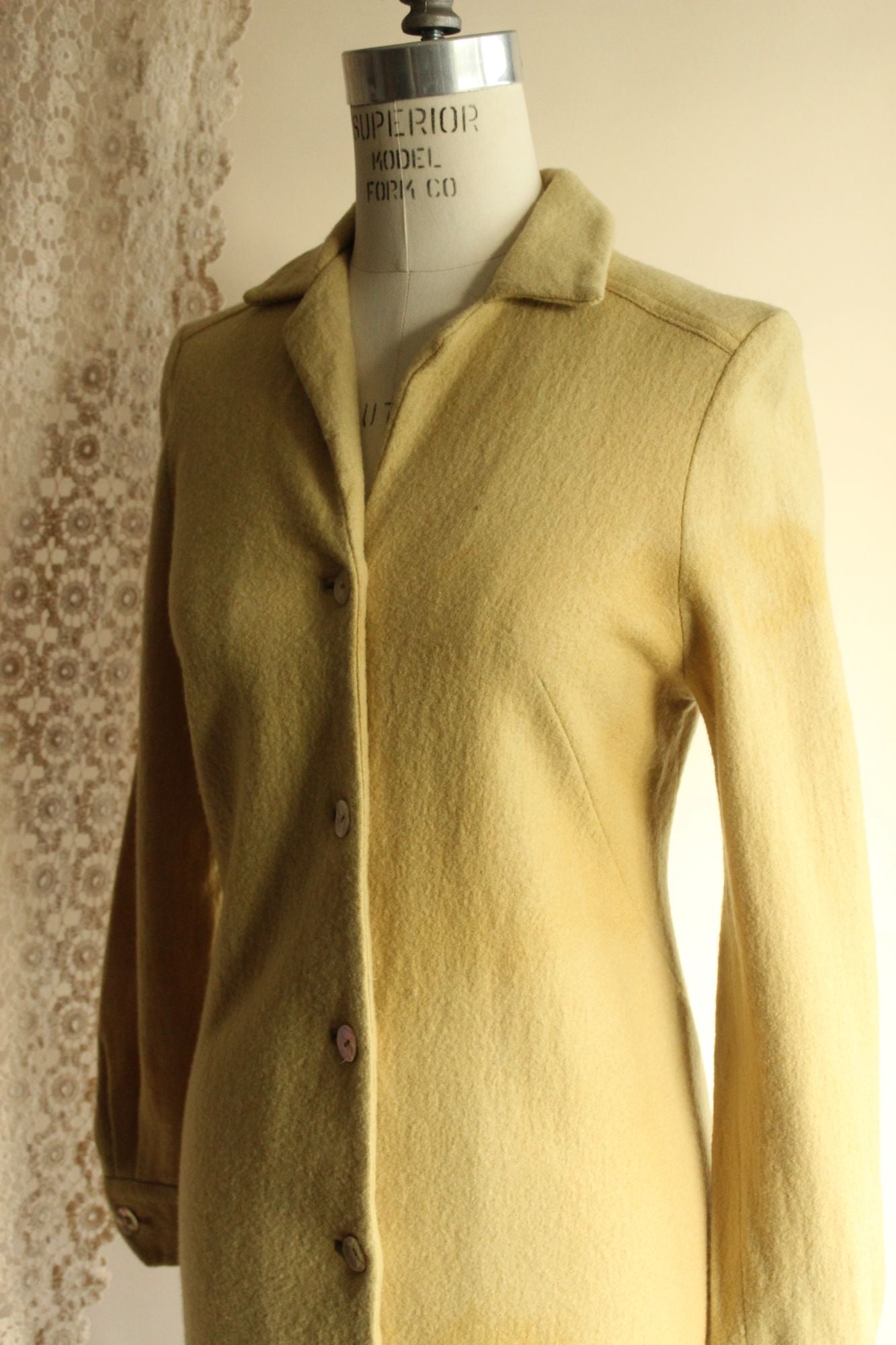 Vintage 1960s Fred Rothschild Yellow Wool Coat Dress