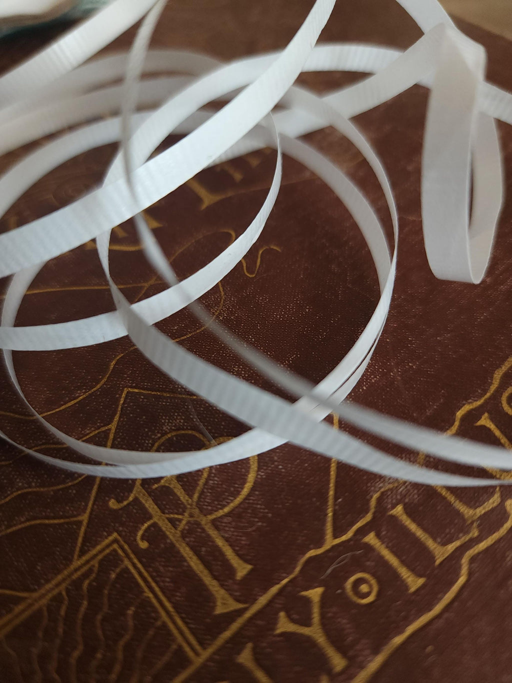 Vintage 1980s 1990s Curl Ribbon, Plus Mark White 3/16" Wide, Partial Spool