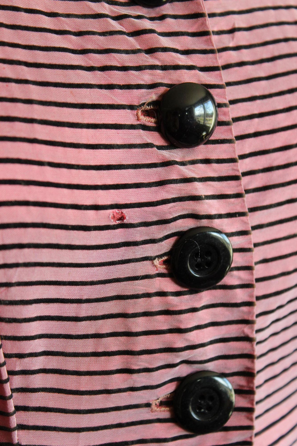 Vintage 1940s Dolly Myers Inc Pink and Black Striped Silk New Look Dress