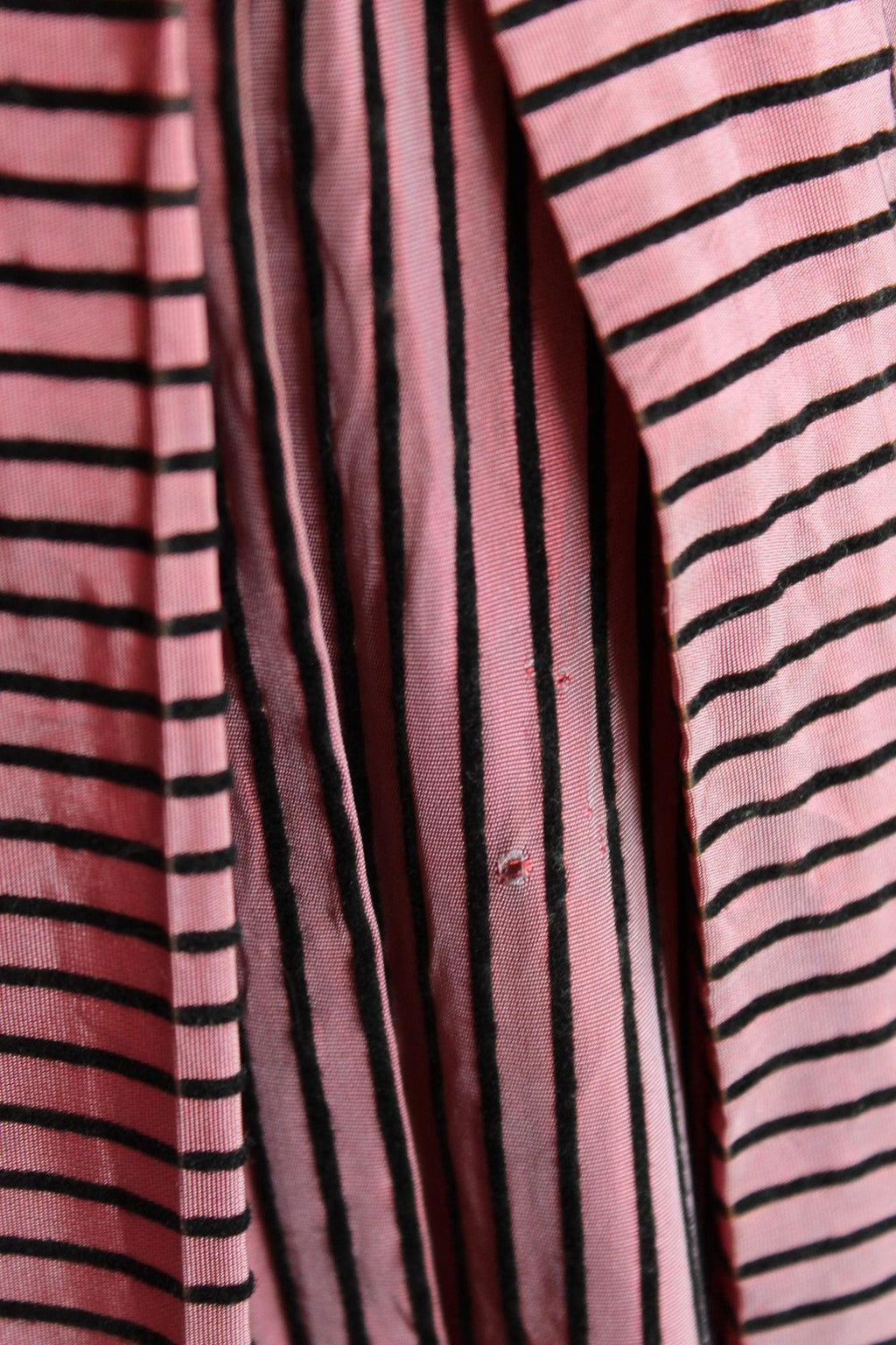 Vintage 1940s Dolly Myers Inc Pink and Black Striped Silk New Look Dress