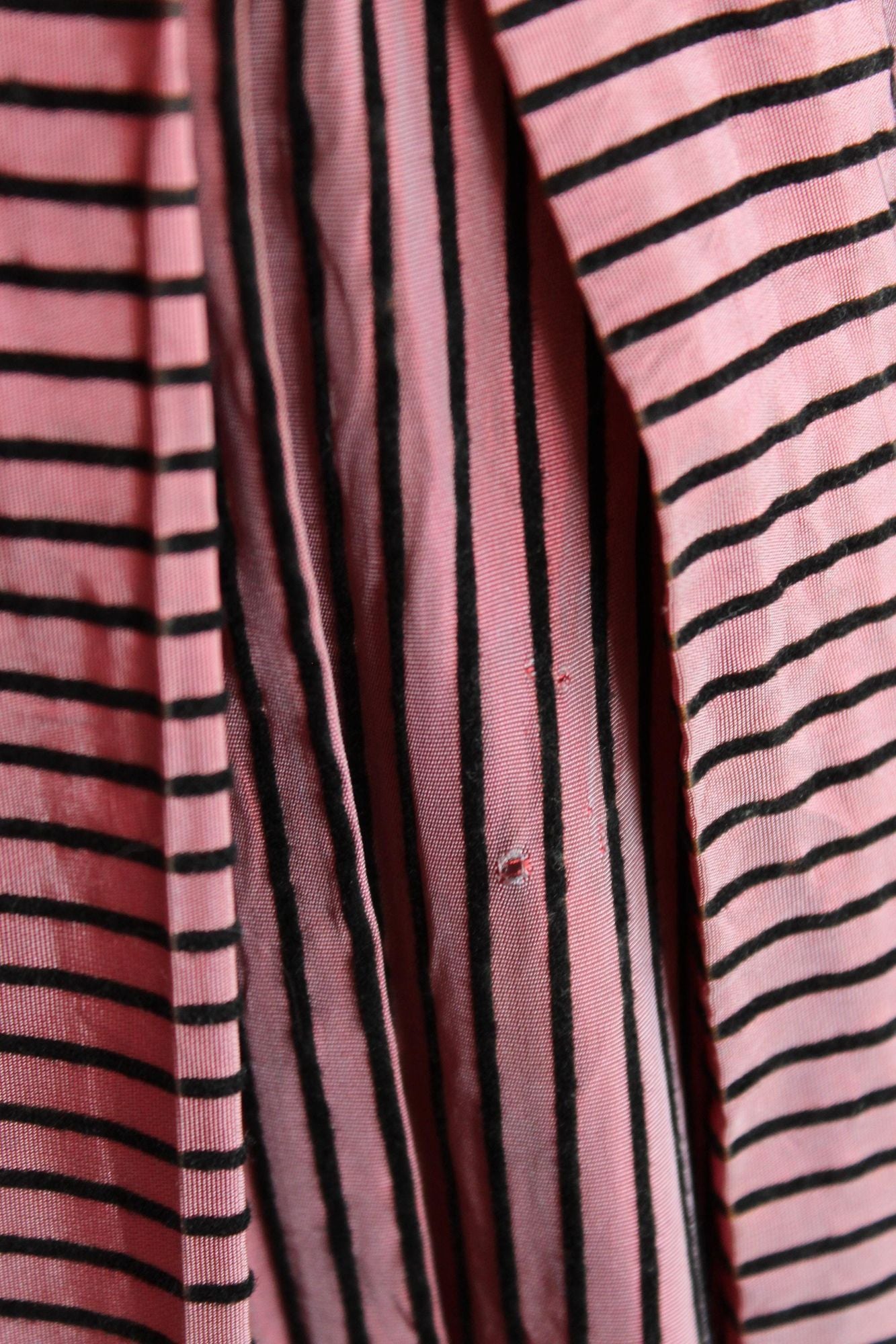 Vintage 1940s Dolly Myers Inc Pink and Black Striped Silk New Look Dress