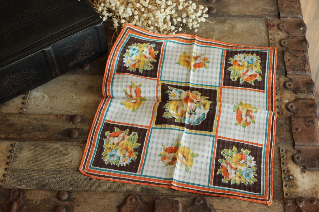 Vintage Autumn Wildflower Floral Print Cotton Hankie
