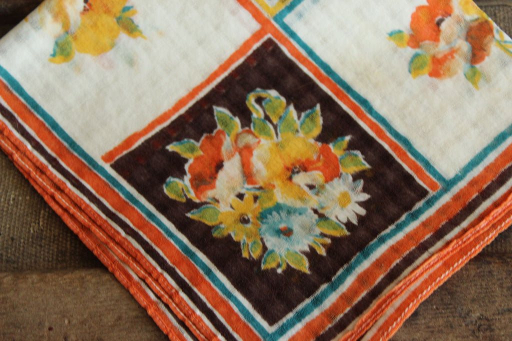 Vintage Autumn Wildflower Floral Print Cotton Hankie