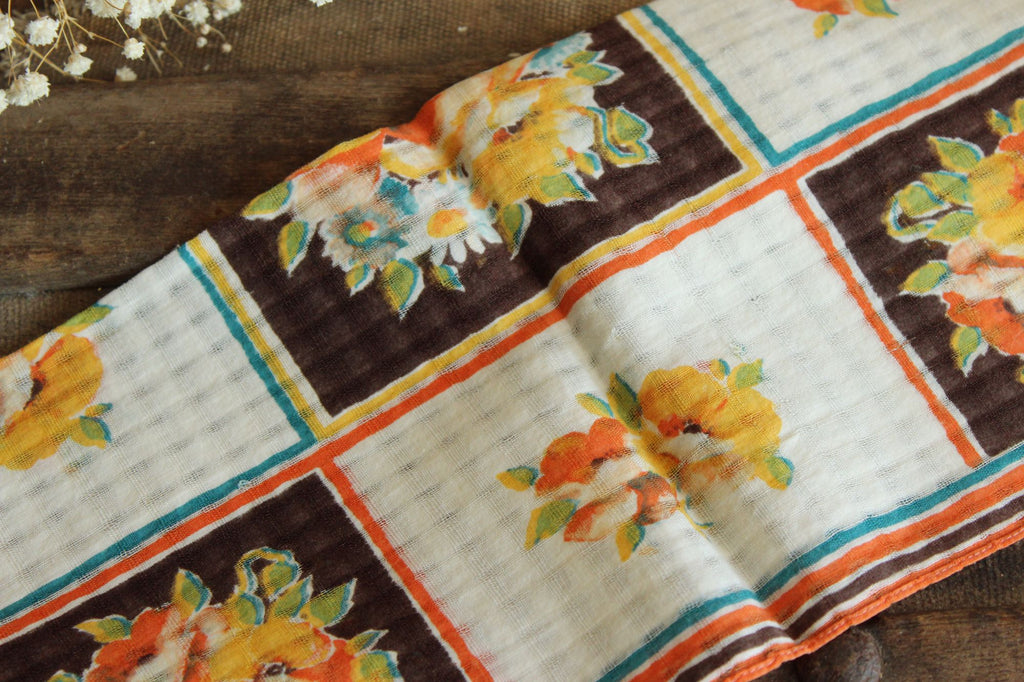 Vintage Autumn Wildflower Floral Print Cotton Hankie