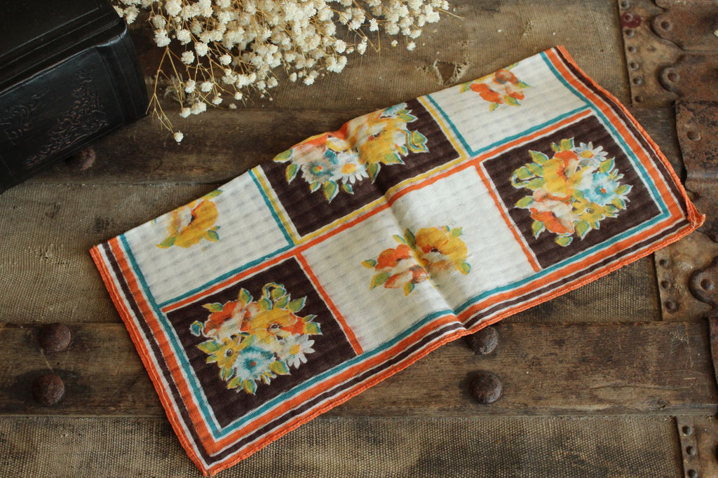 Vintage Autumn Wildflower Floral Print Cotton Hankie