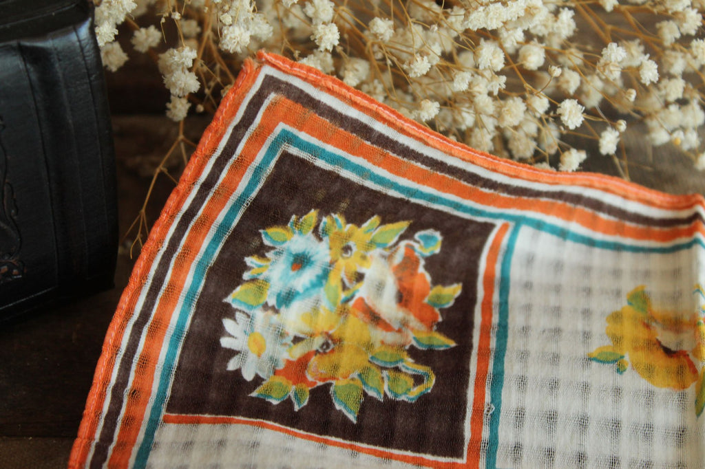 Vintage Autumn Wildflower Floral Print Cotton Hankie