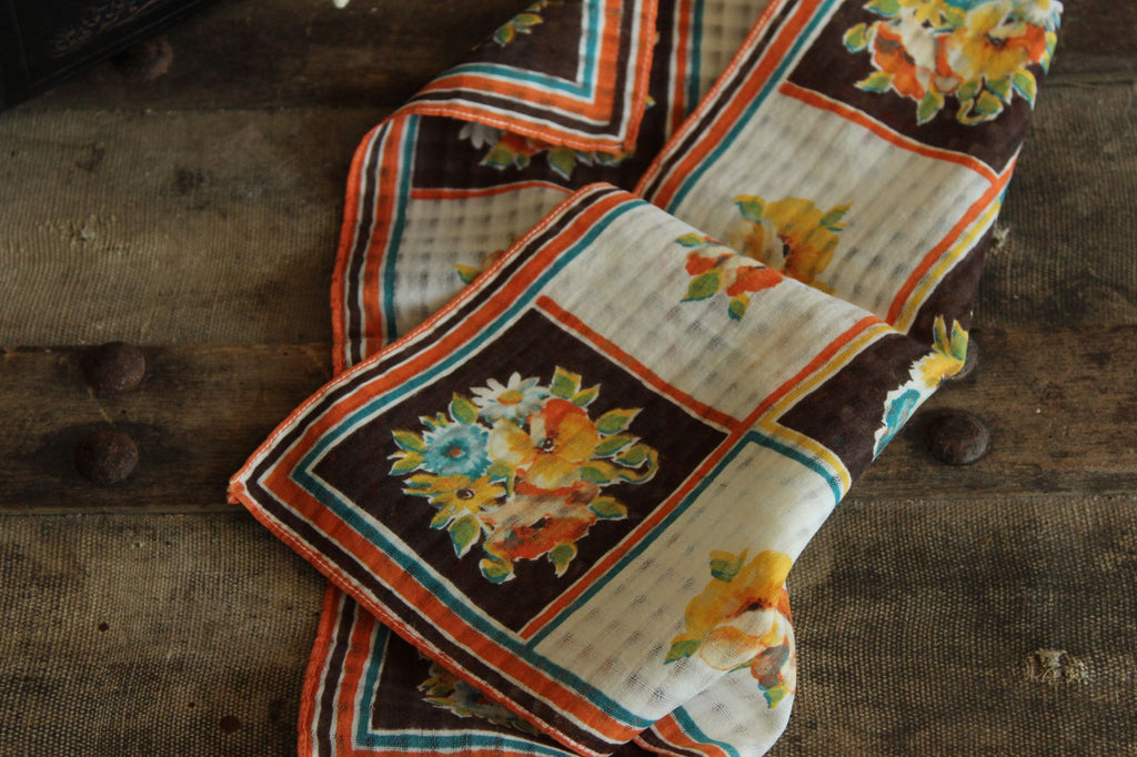 Vintage Autumn Wildflower Floral Print Cotton Hankie