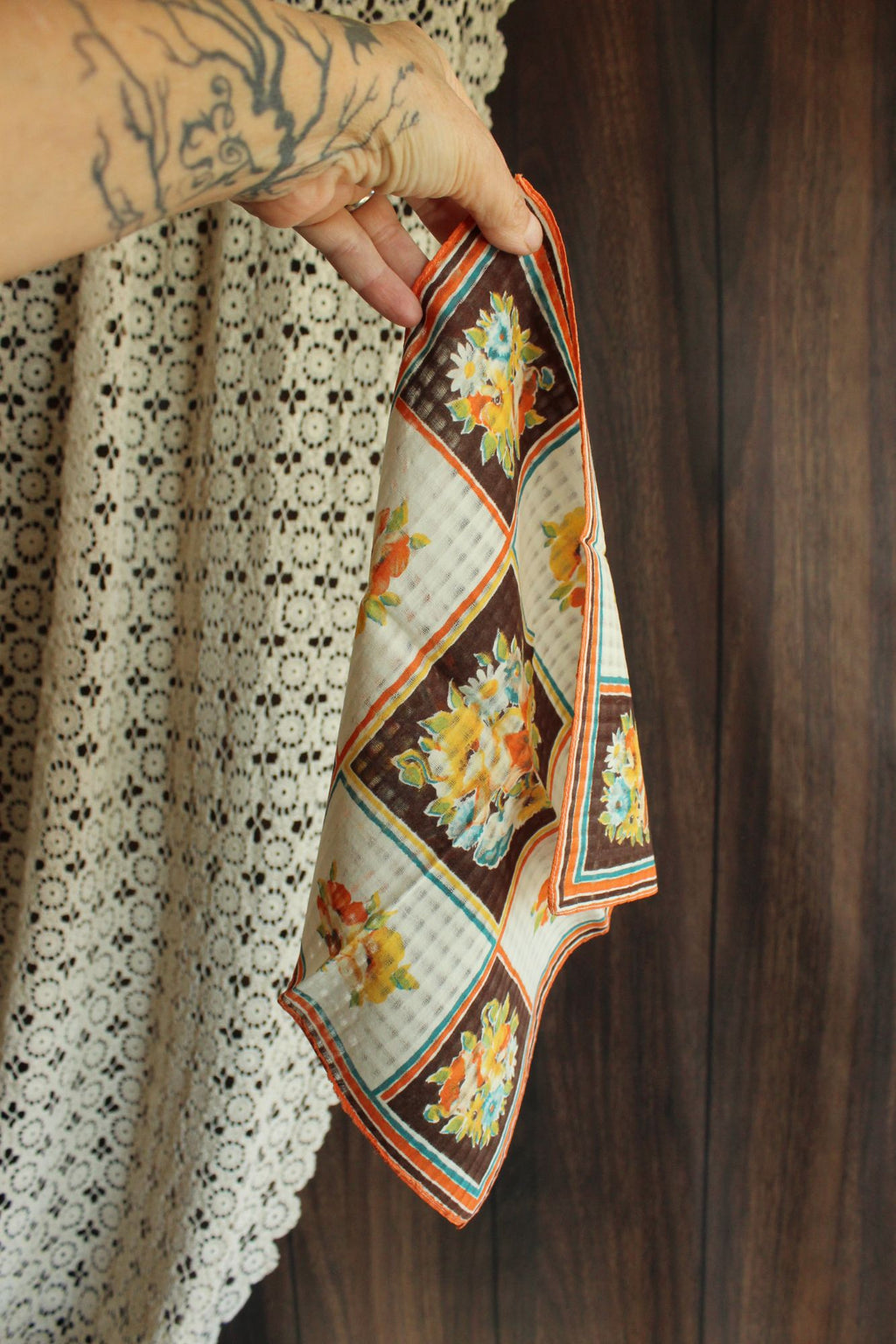 Vintage Autumn Wildflower Floral Print Cotton Hankie