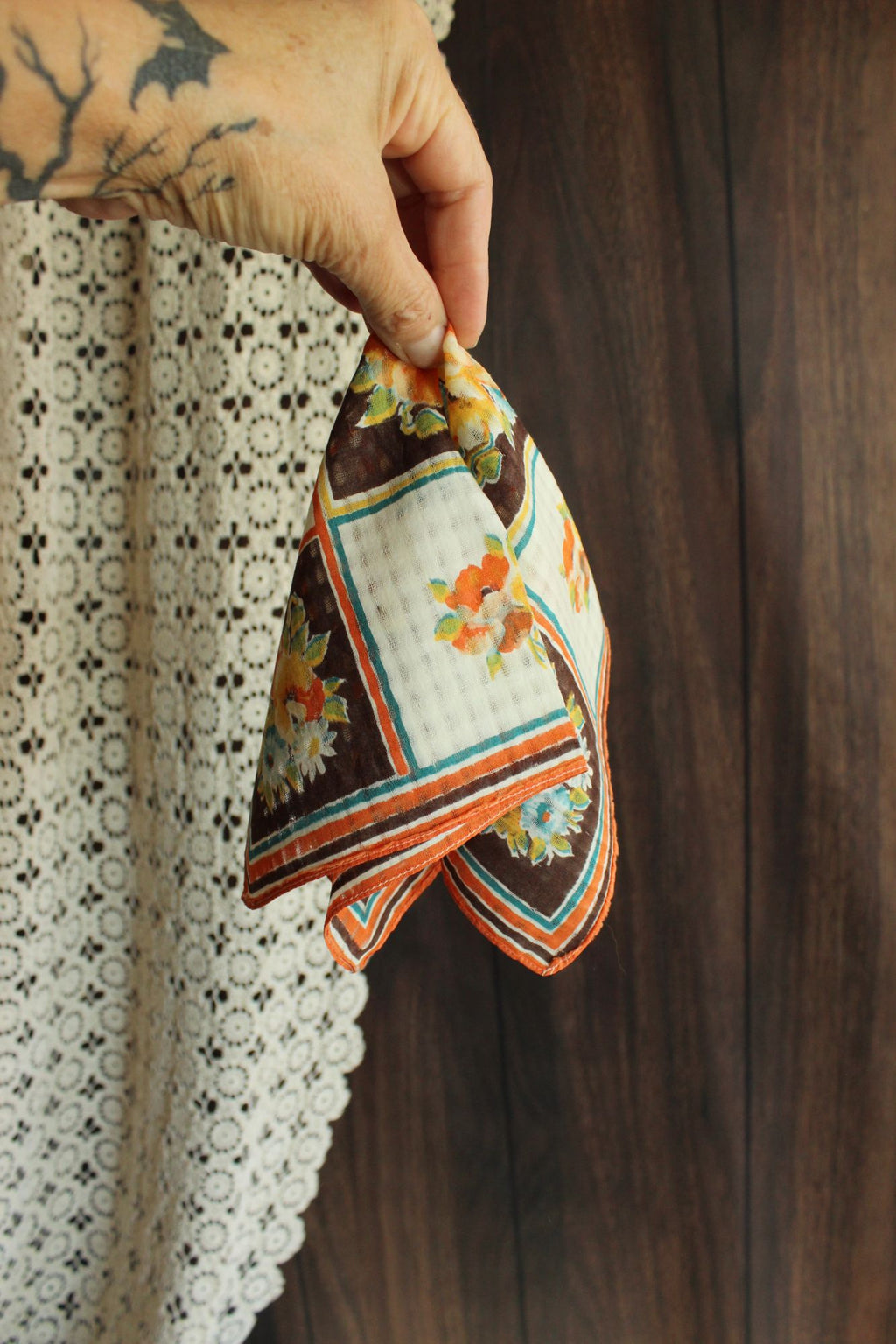 Vintage Autumn Wildflower Floral Print Cotton Hankie