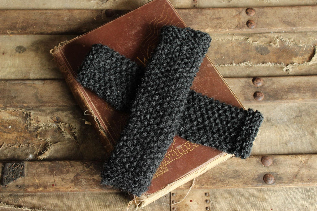 The "Twilight Cloud" Hand Knit Fingerless Gloves in Gray