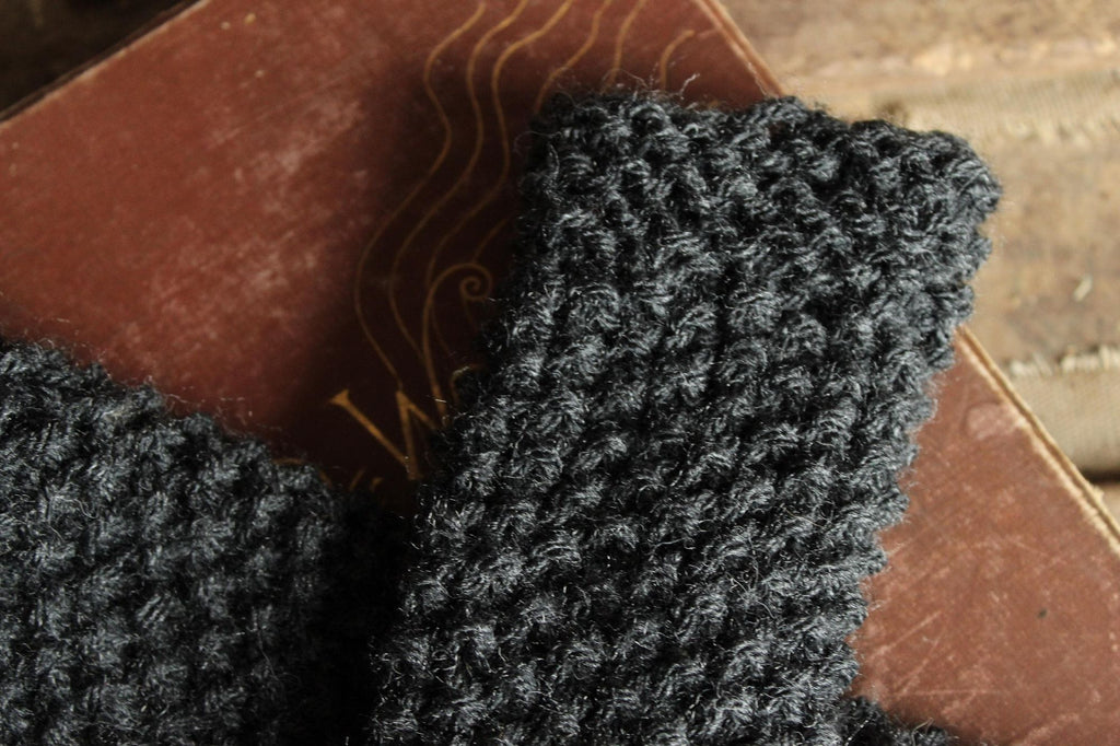 The "Twilight Cloud" Hand Knit Fingerless Gloves in Gray