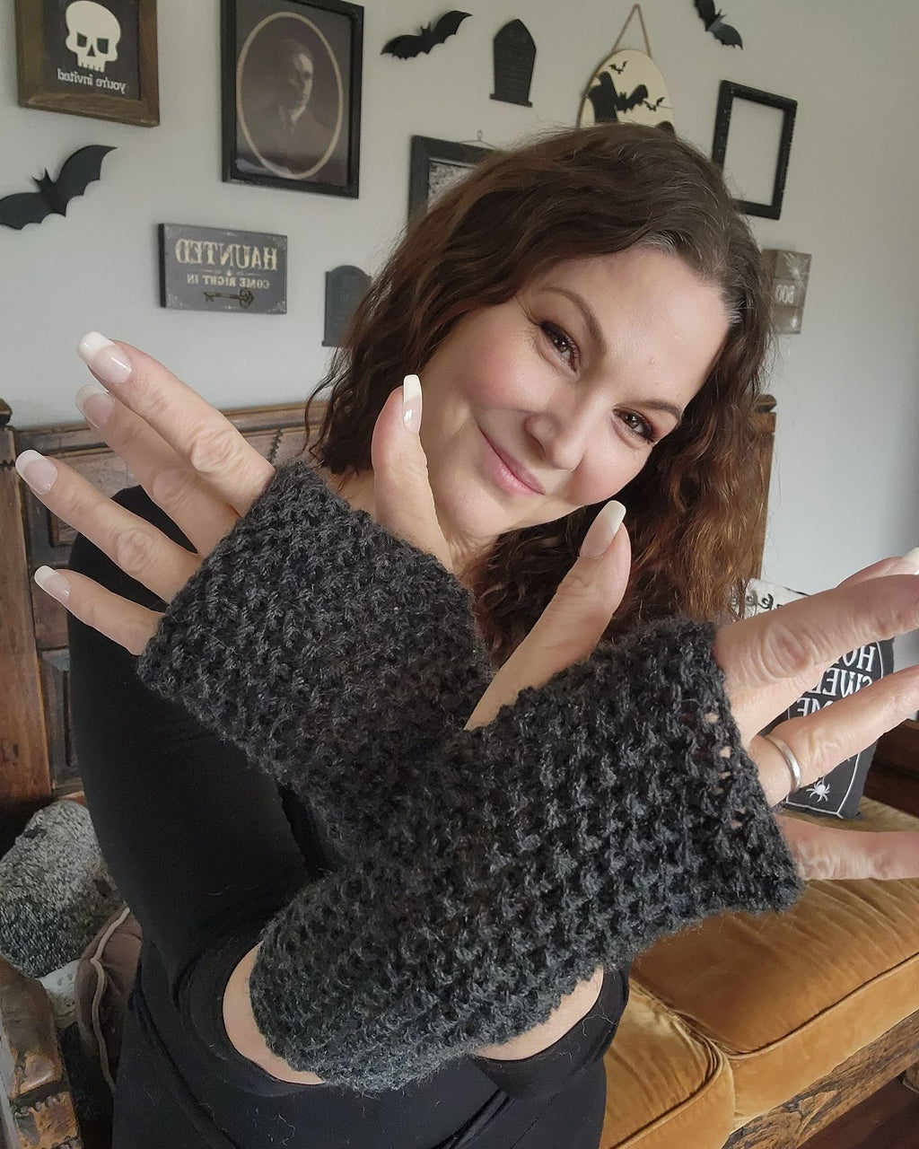 The "Twilight Cloud" Hand Knit Fingerless Gloves in Gray