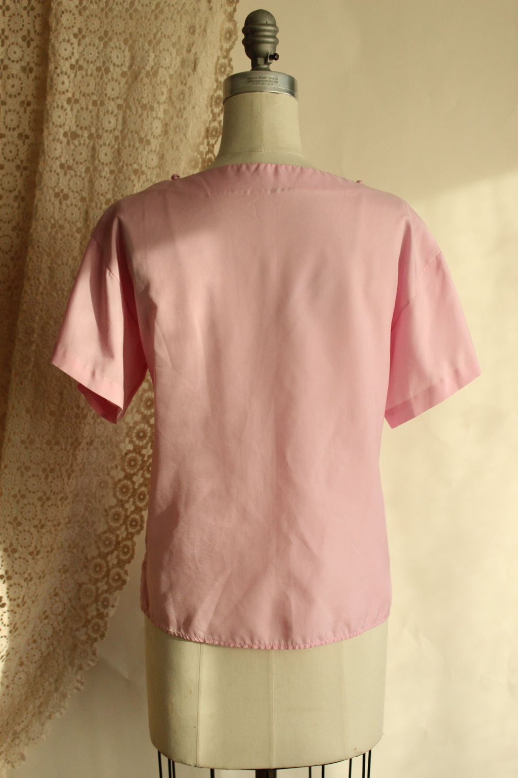 Vintage 1990s Pink Blouse with Buttons at Shoulder