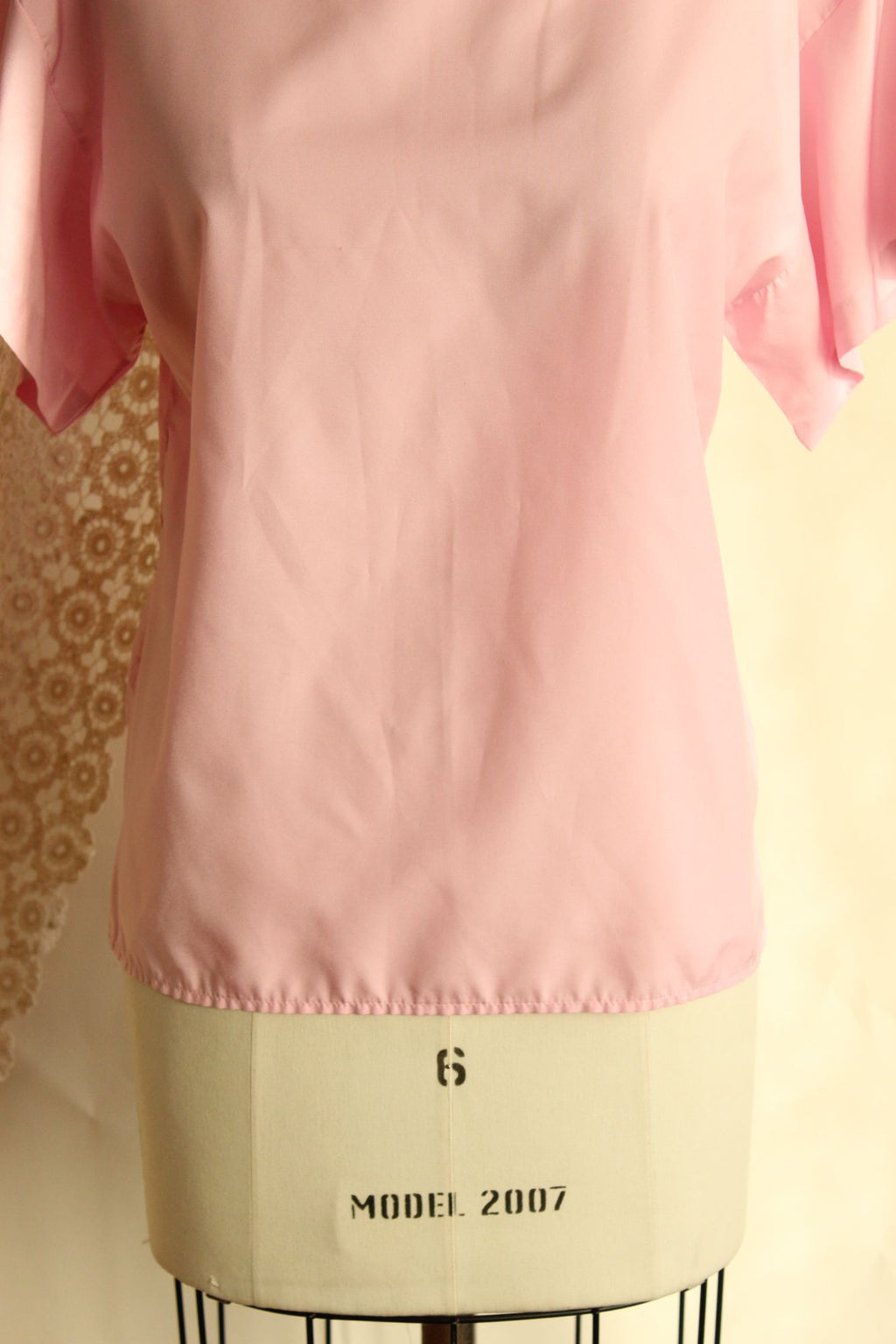 Vintage 1990s Pink Blouse with Buttons at Shoulder