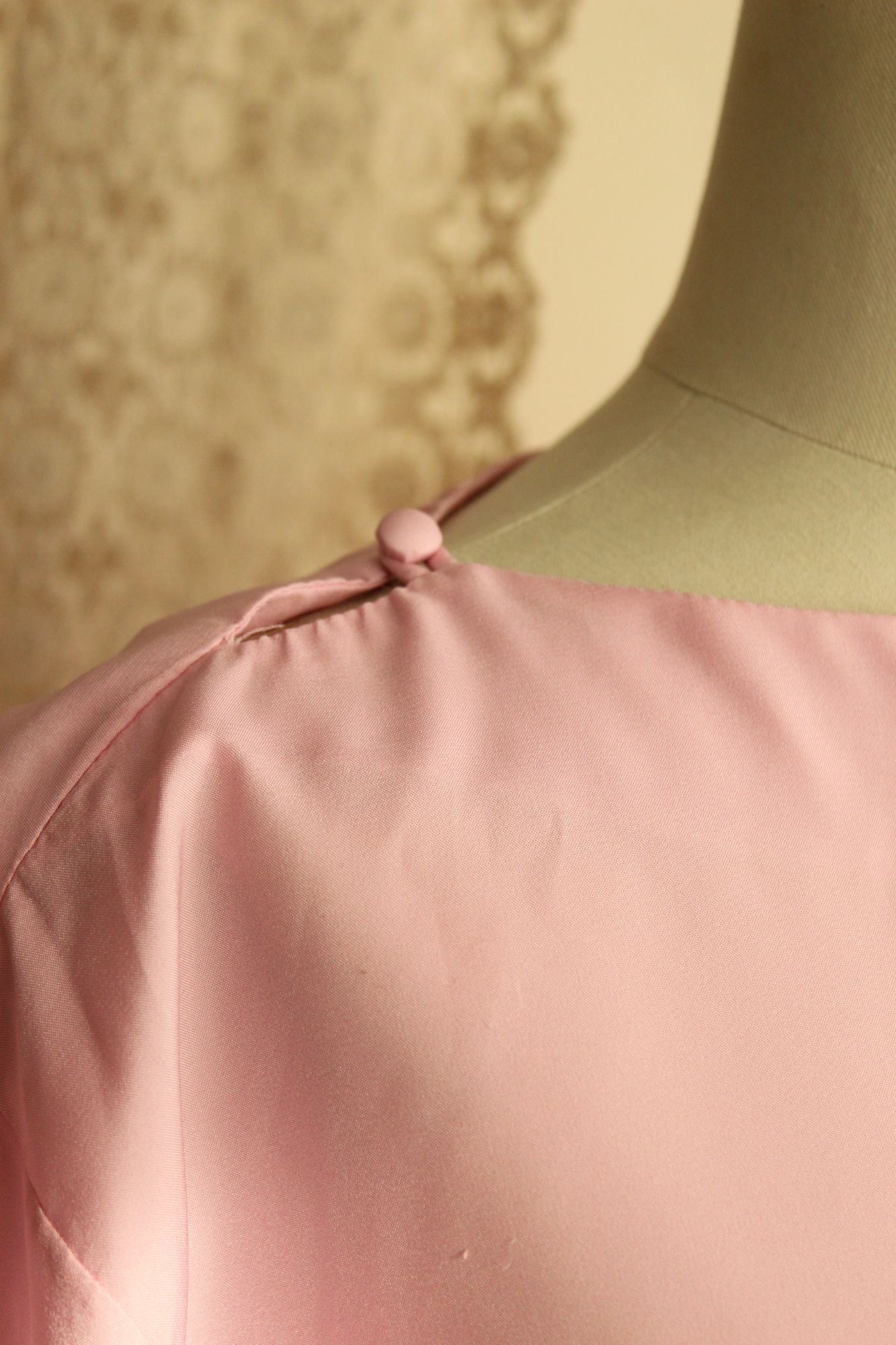 Vintage 1990s Pink Blouse with Buttons at Shoulder