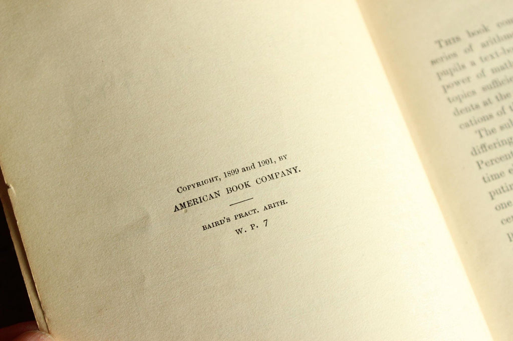 Vintage 1900s Book, "Practical Arithmetic, Grammer Grades" by S. W. Baird, Published by American Book Company