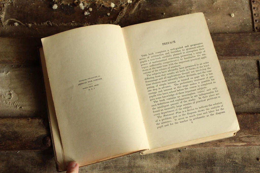 Vintage 1900s Book, "Practical Arithmetic, Grammer Grades" by S. W. Baird, Published by American Book Company