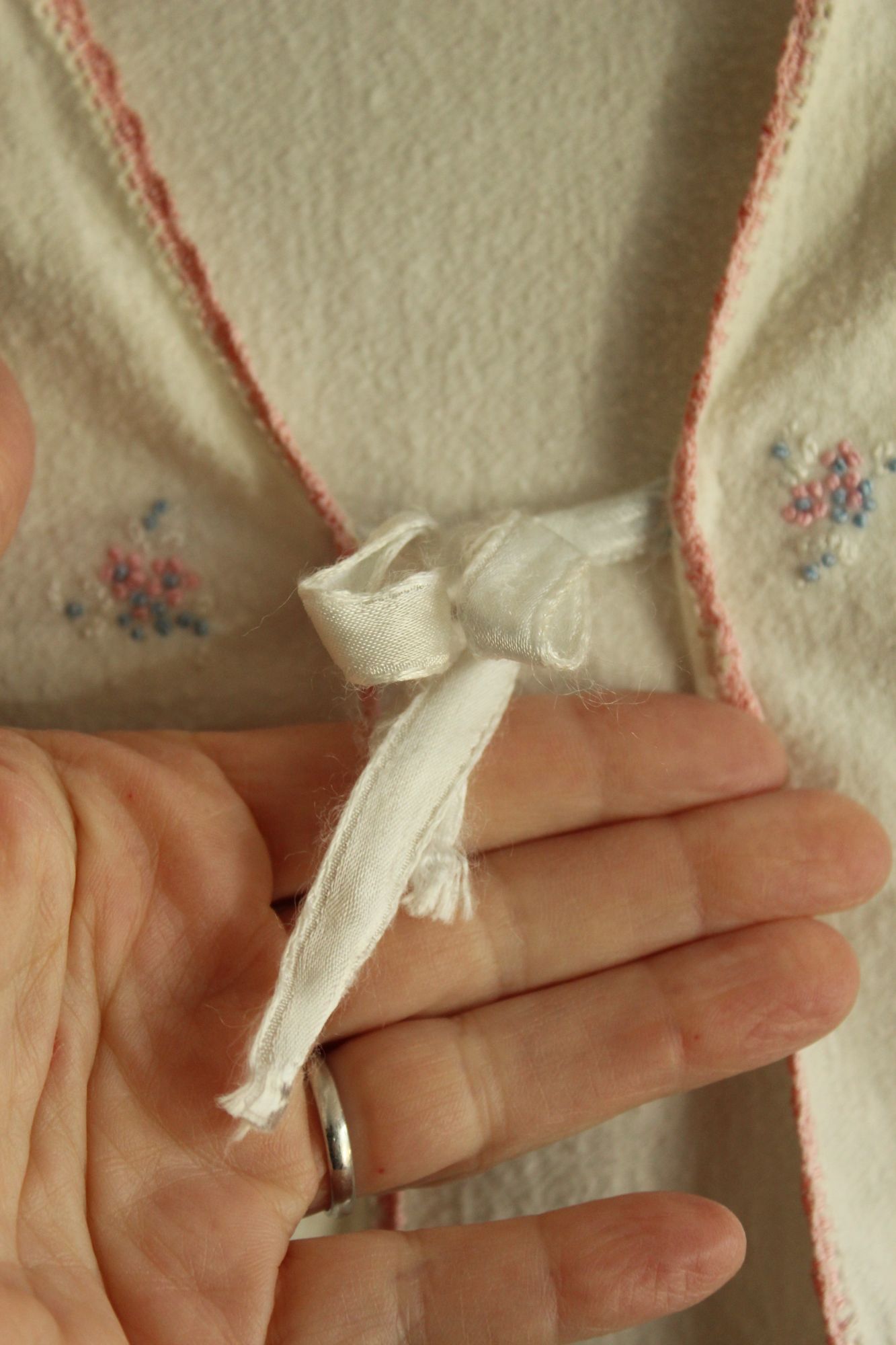 Vintage 1950s Baby Bed Jacket With Floral Embroidery