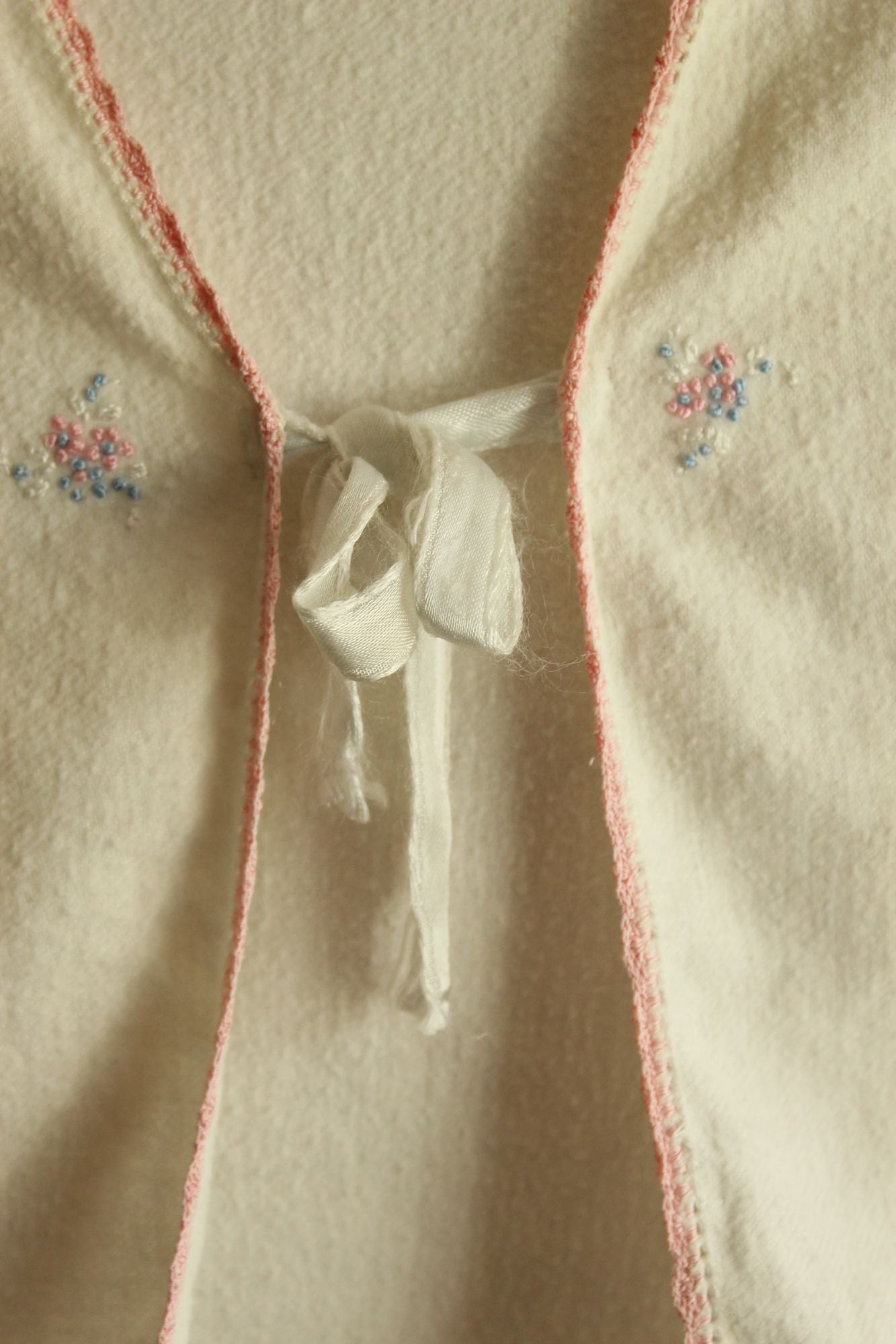 Vintage 1950s Baby Bed Jacket With Floral Embroidery