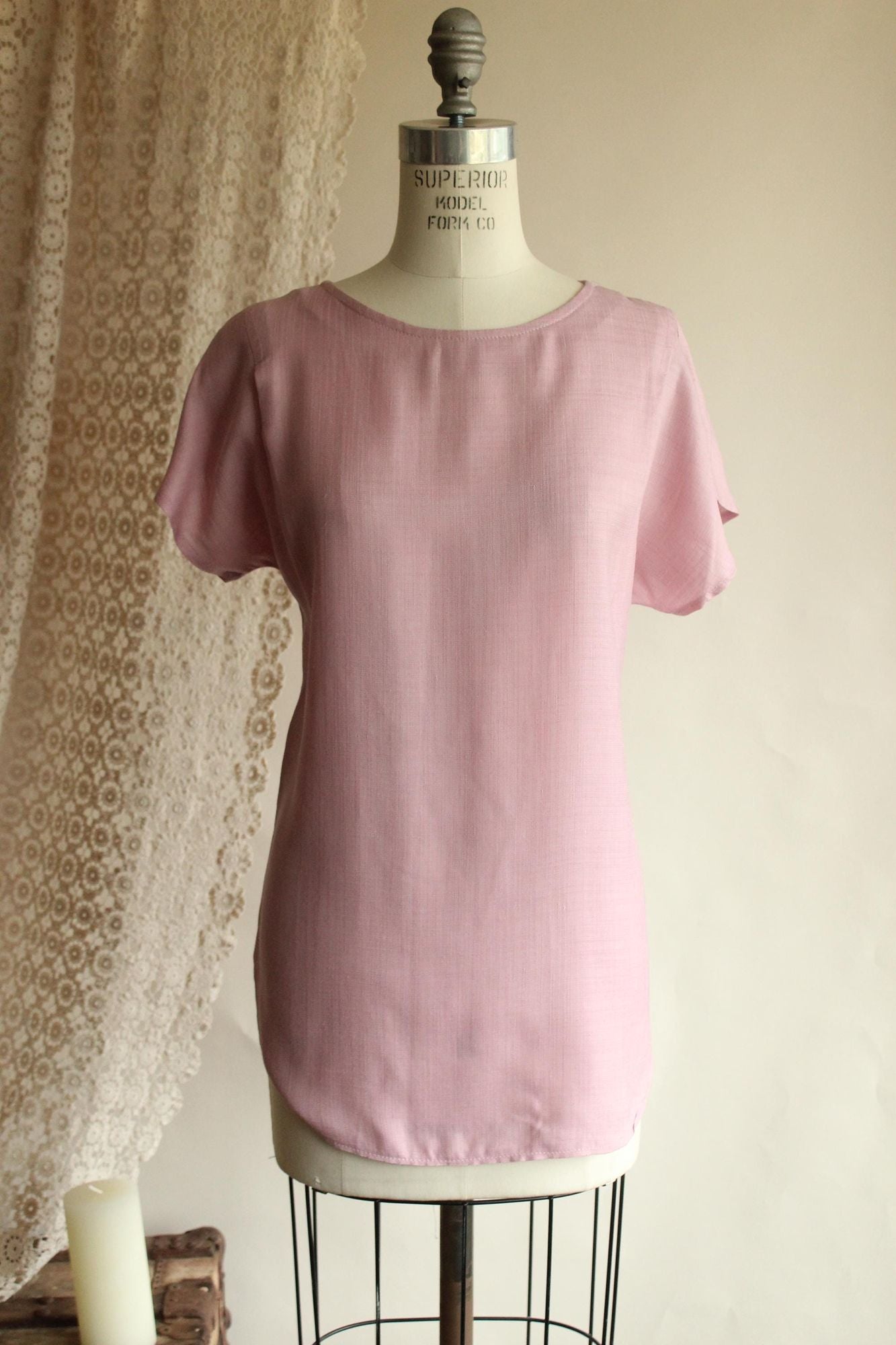 Vintage 1980s Campus Casuals Pink Woven Top