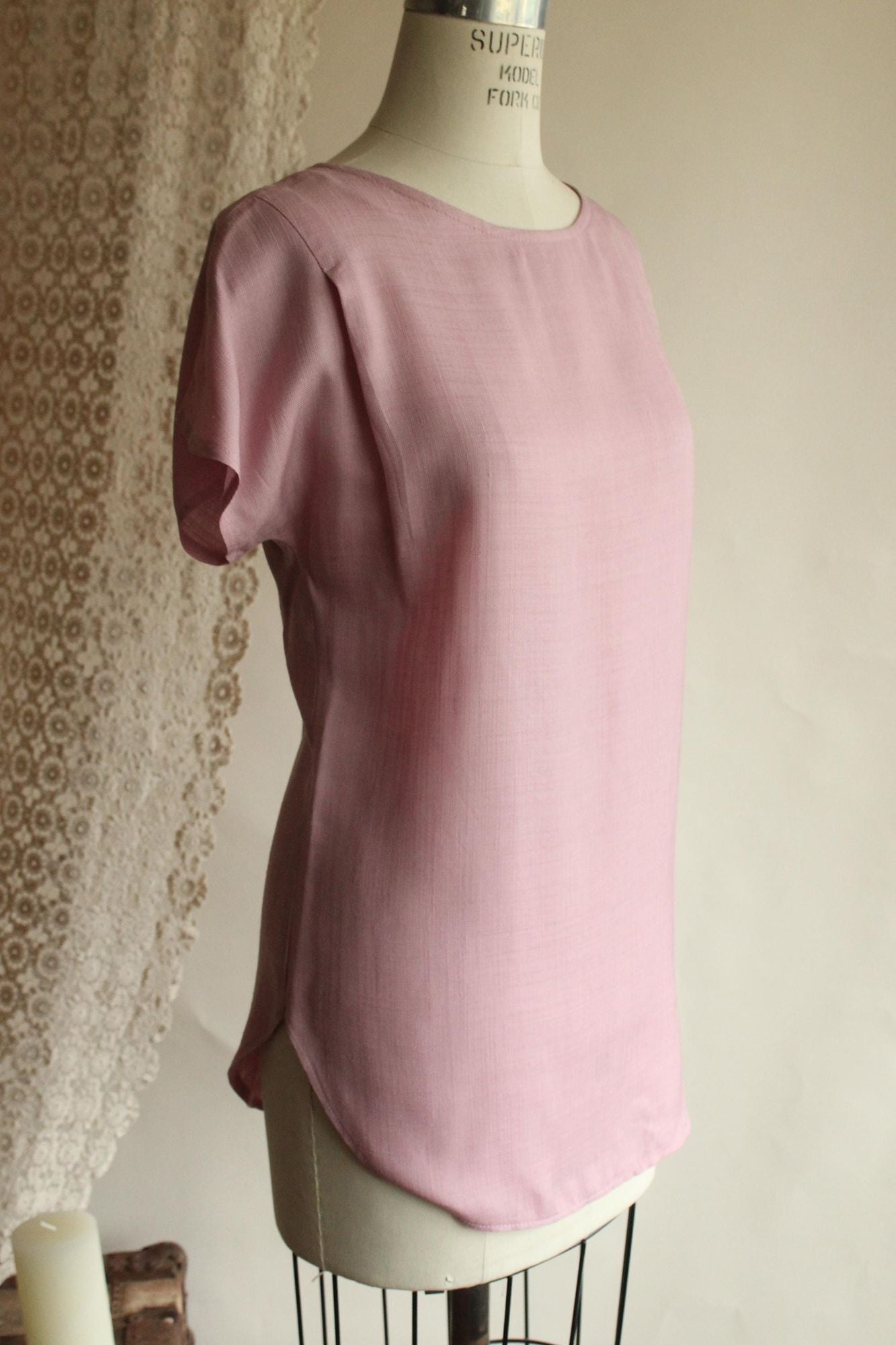 Vintage 1980s Campus Casuals Pink Woven Top