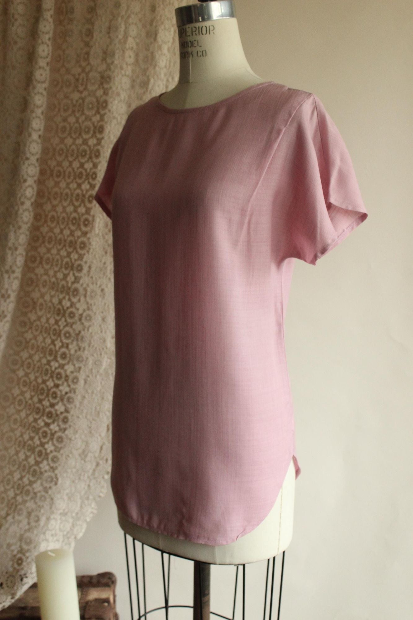 Vintage 1980s Campus Casuals Pink Woven Top