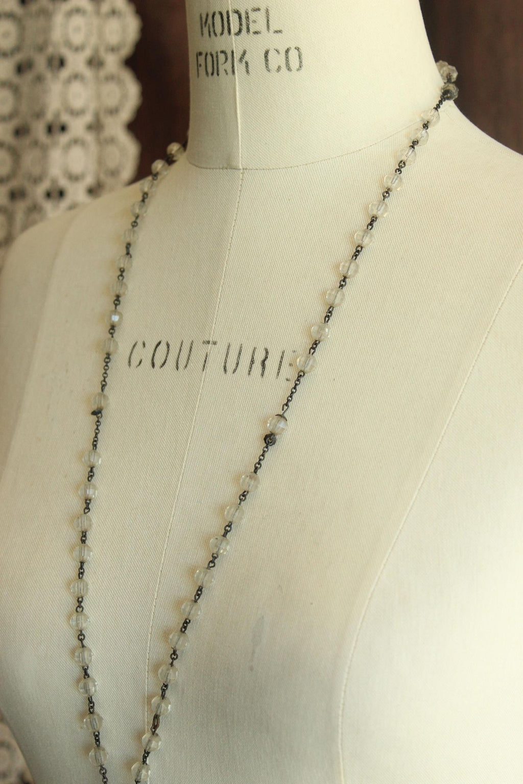 Vintage 1940s 1950s Signed McKenna Sterling Silver Rosary with Lucite Beads