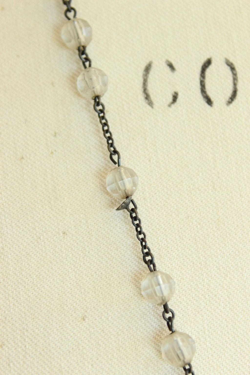 Vintage 1940s 1950s Signed McKenna Sterling Silver Rosary with Lucite Beads