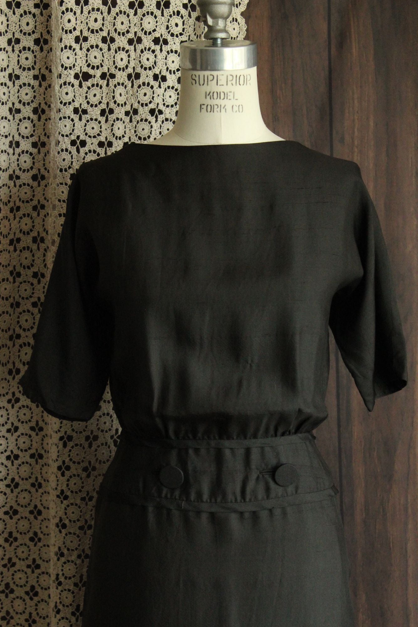 Vintage 1950s 1960s Black Silk Dress by Carl Naftal