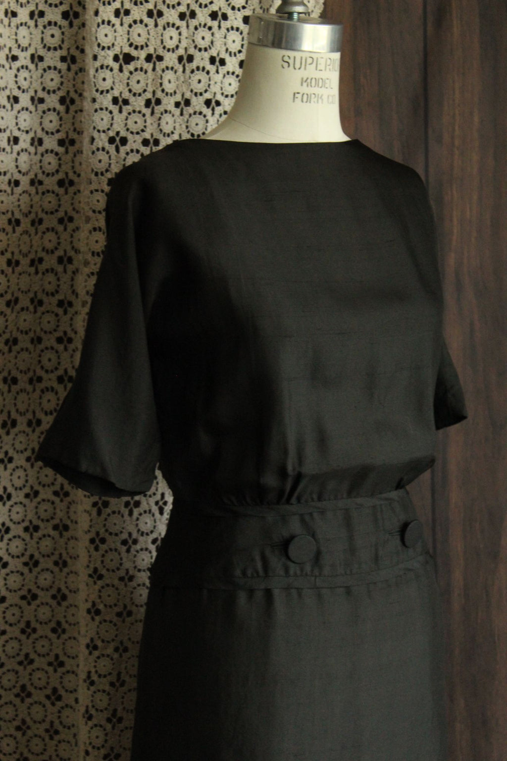 Vintage 1950s 1960s Black Silk Dress by Carl Naftal