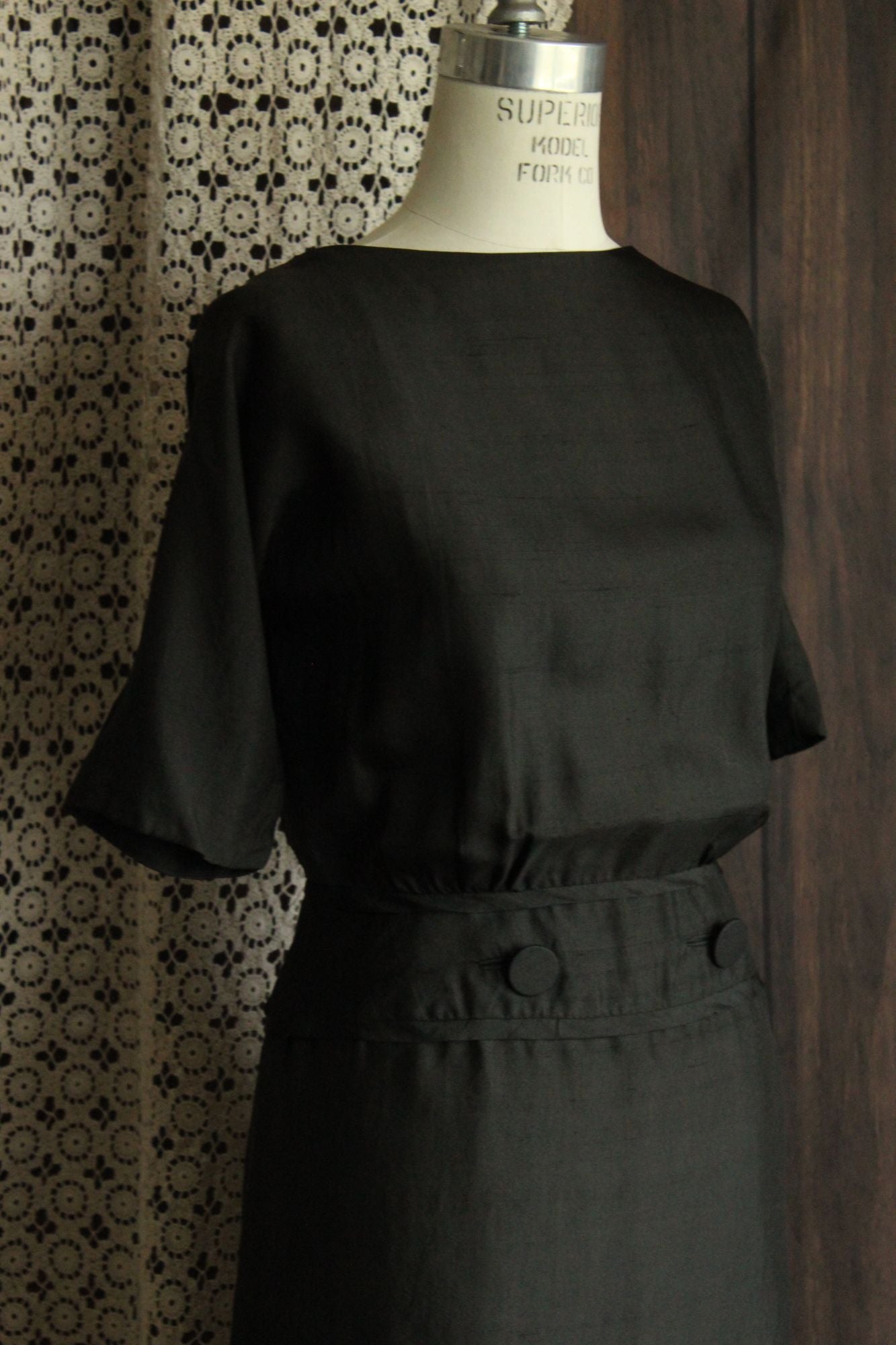 Vintage 1950s 1960s Black Silk Dress by Carl Naftal