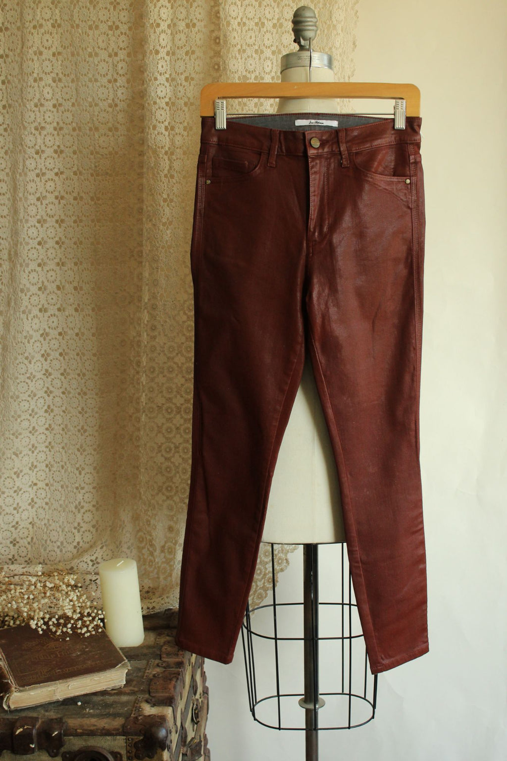 NWT Sam Edelman Skinny Ankle Jeans Stiletto  Faux Leather SZ 4/27 High Rise