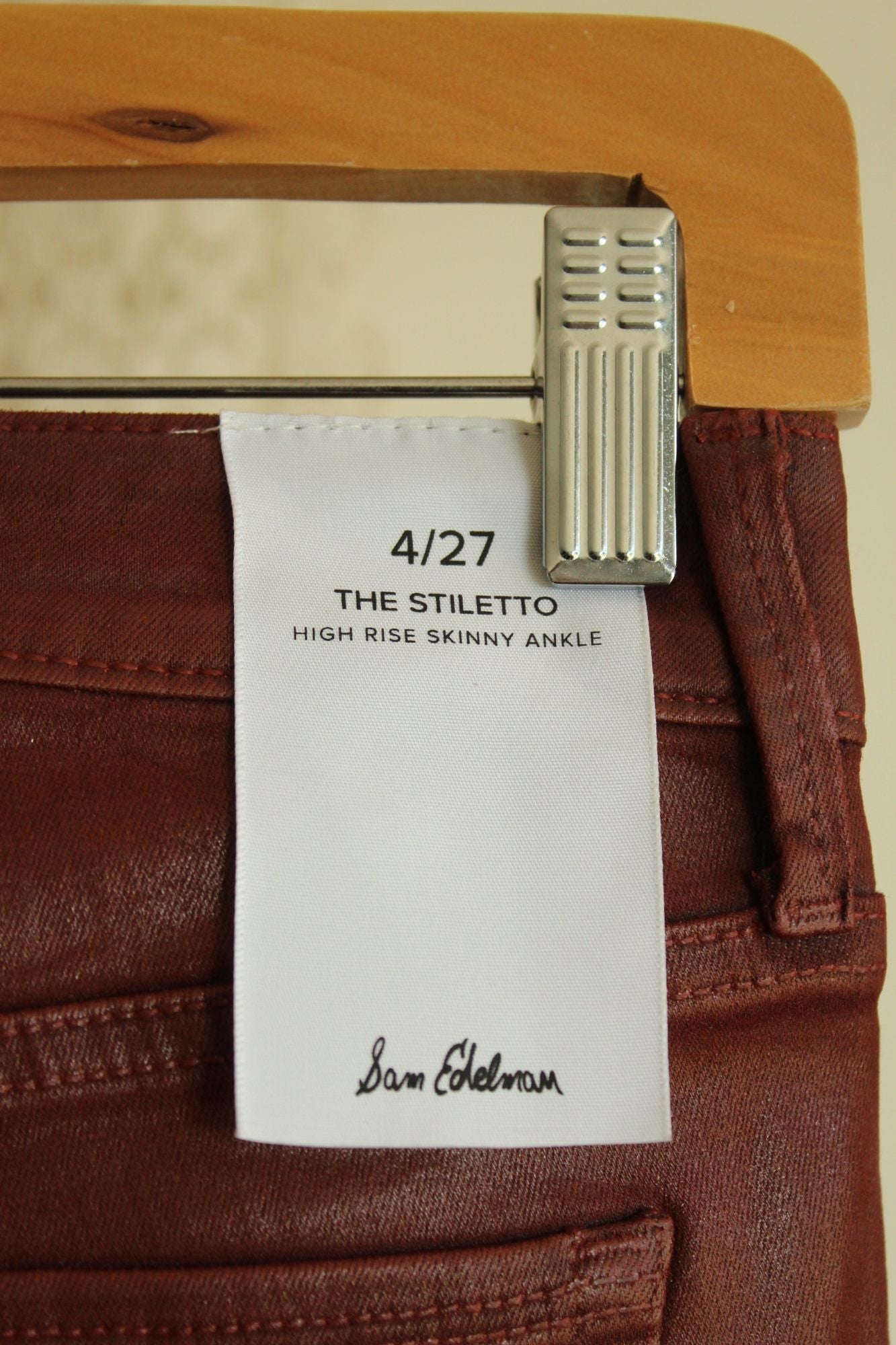 NWT Sam Edelman Skinny Ankle Jeans Stiletto  Faux Leather SZ 4/27 High Rise