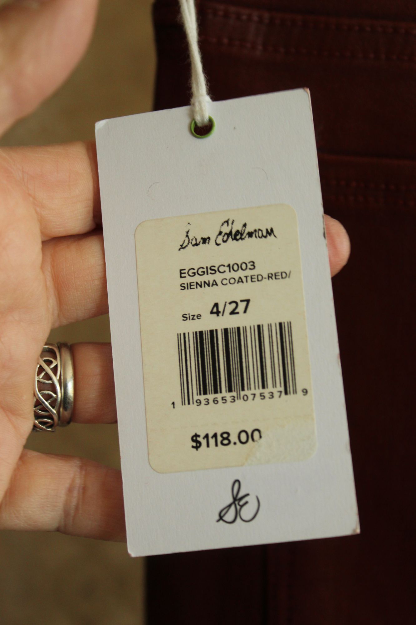 NWT Sam Edelman Skinny Ankle Jeans Stiletto  Faux Leather SZ 4/27 High Rise