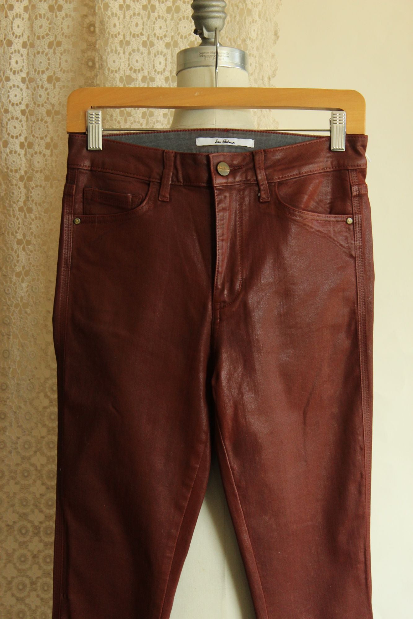 NWT Sam Edelman Skinny Ankle Jeans Stiletto  Faux Leather SZ 4/27 High Rise