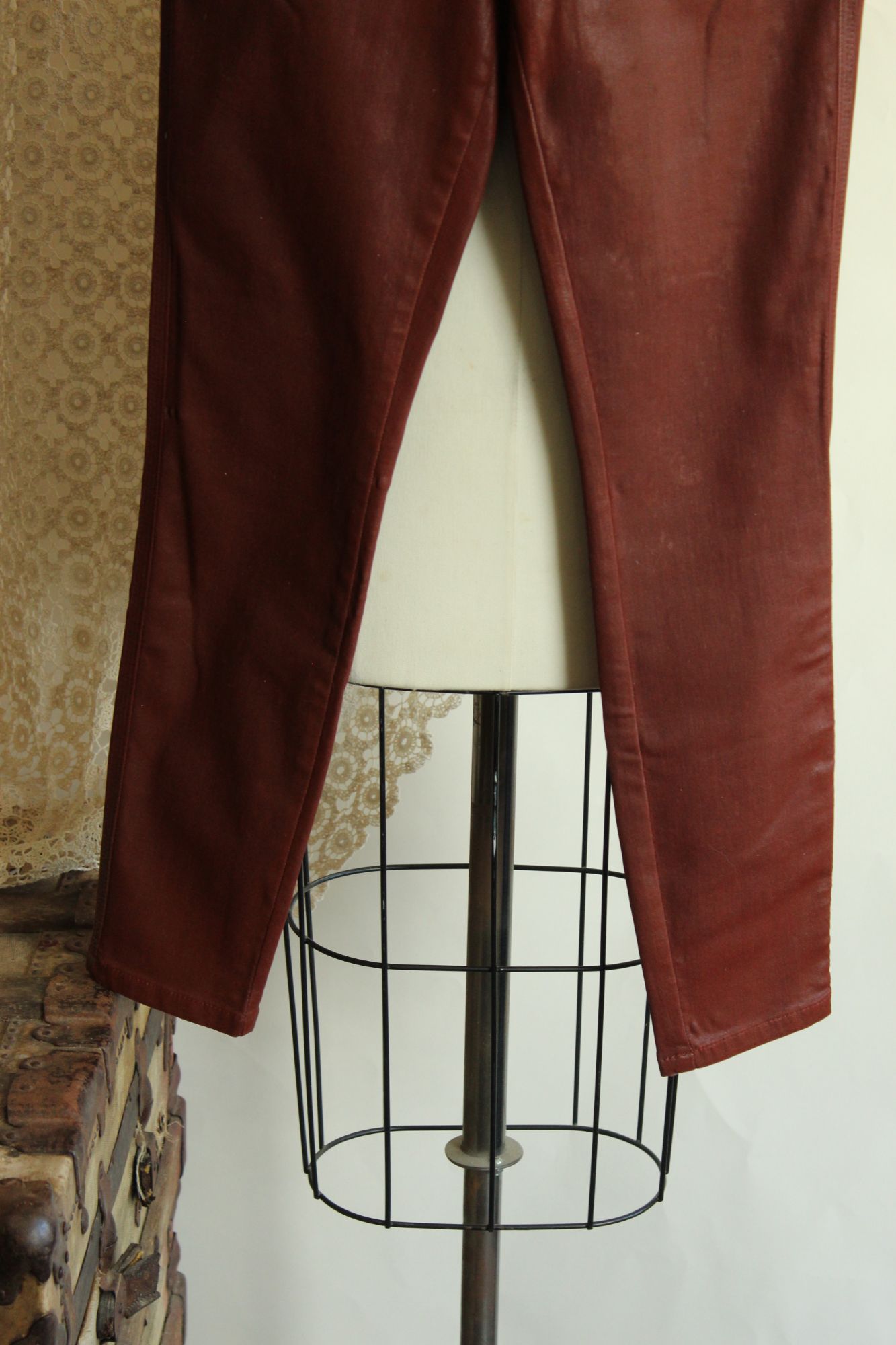 NWT Sam Edelman Skinny Ankle Jeans Stiletto  Faux Leather SZ 4/27 High Rise