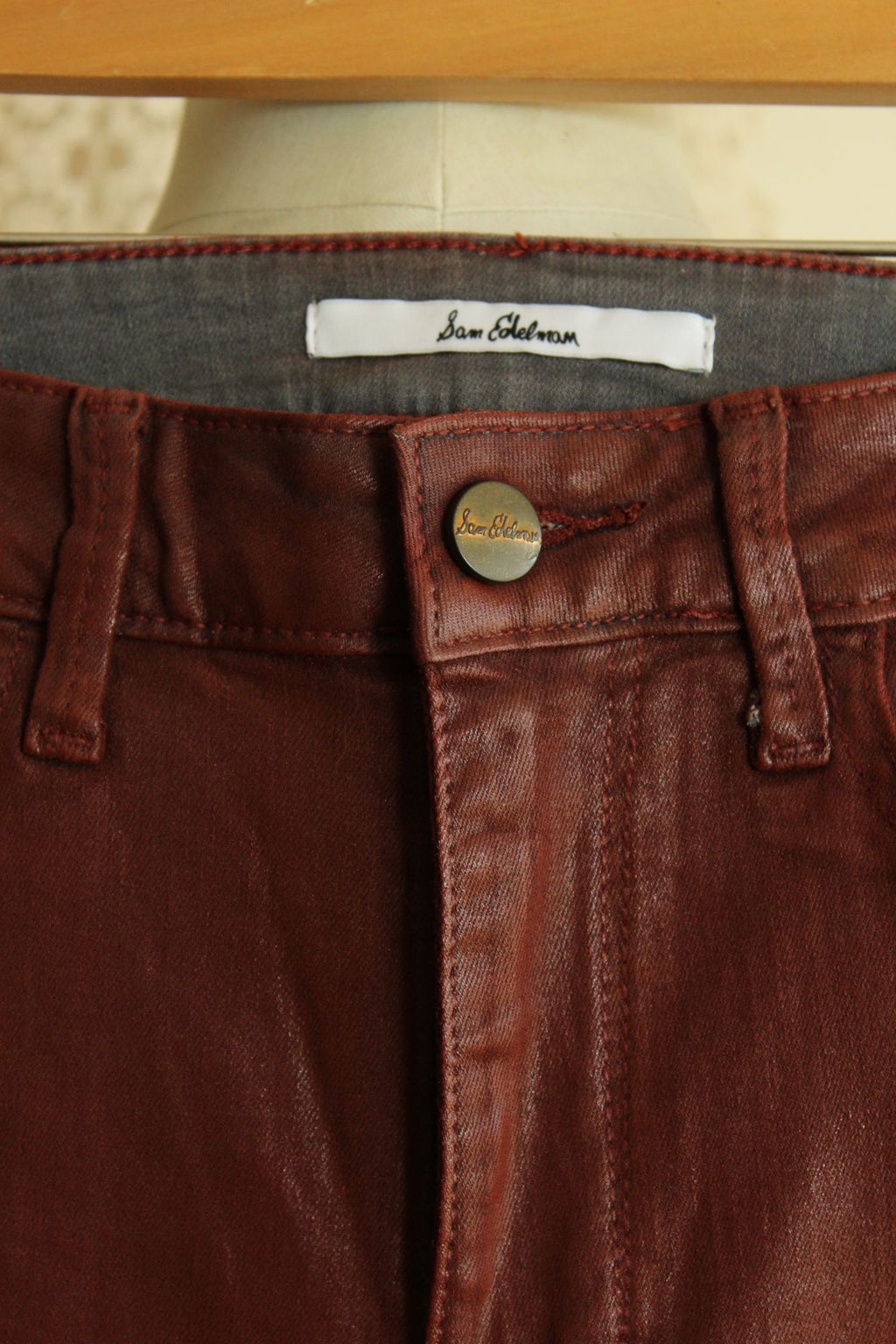 NWT Sam Edelman Skinny Ankle Jeans Stiletto  Faux Leather SZ 4/27 High Rise